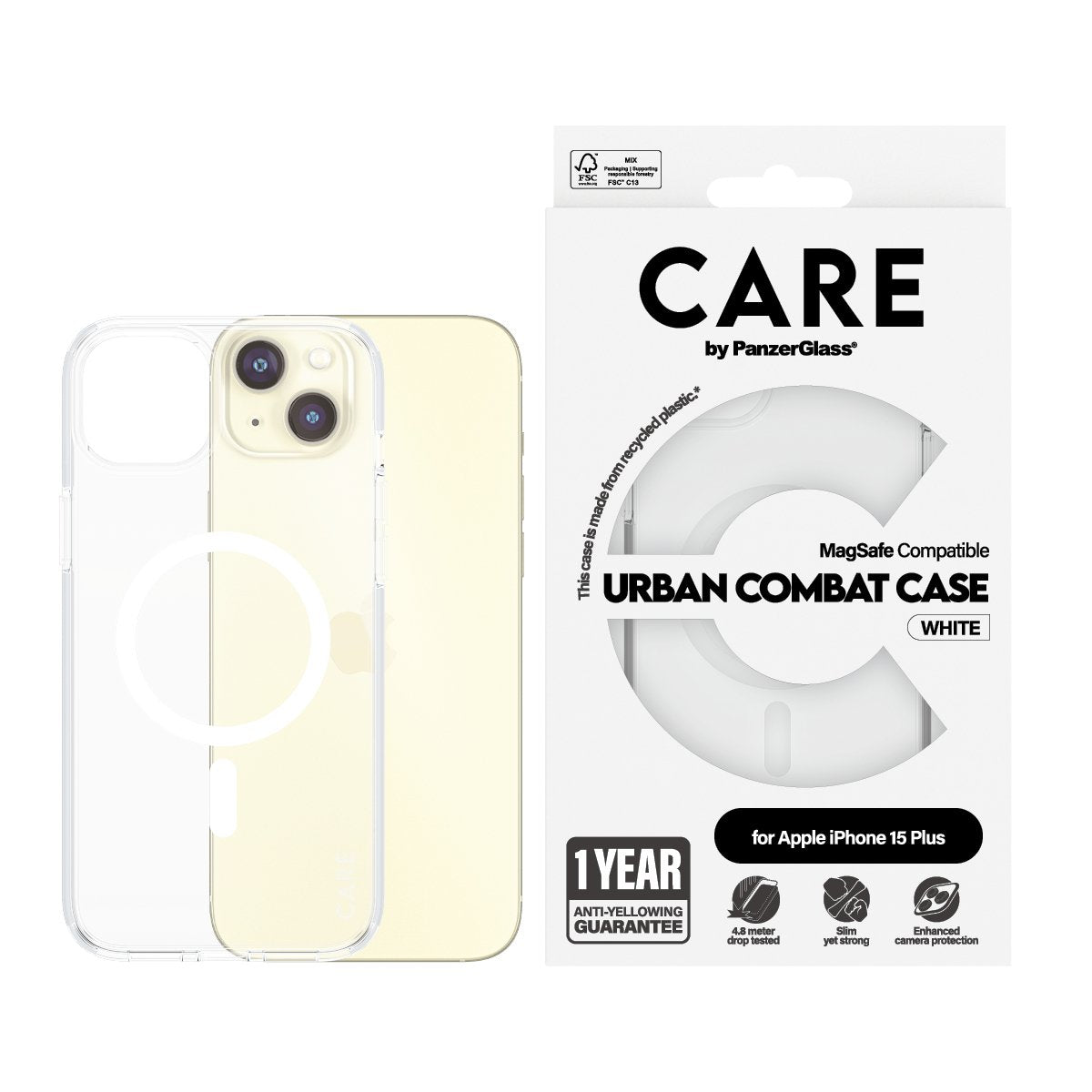 EAN 5715685005541 - PanzerGlass CARE™ by ® Urban Combat Case Transparent w. White MagSafe iPhone 15 Plus funda para teléfono imagen 2