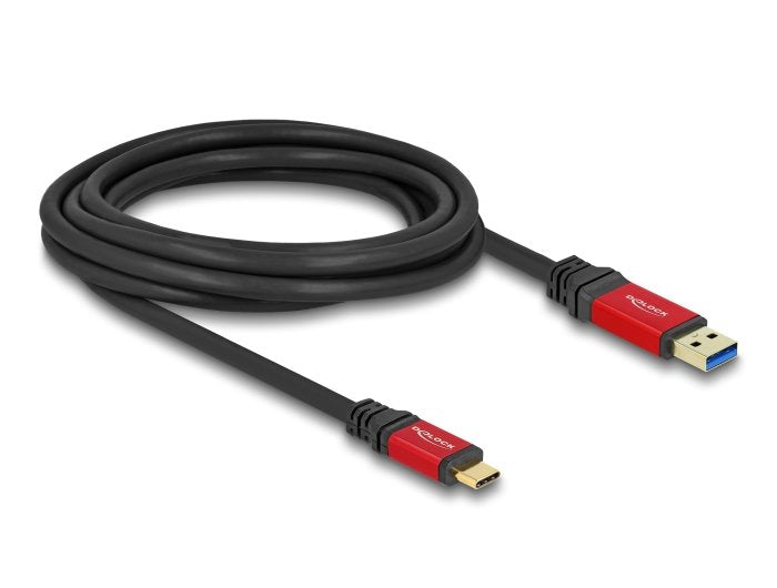 Delock 80619 Cable Usb 10 Gbps Usb Tipo-A Macho A Usb Type-C Macho 3 M Rojo Metal