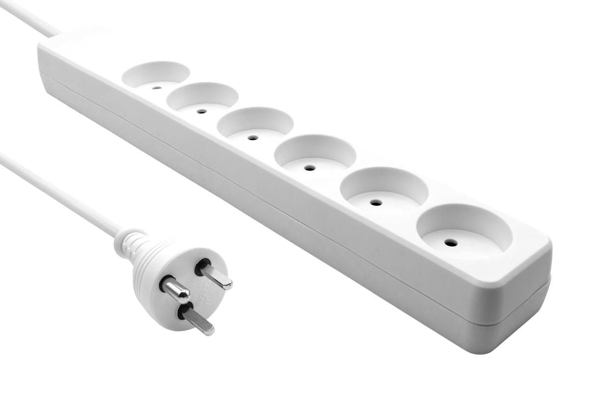 Danish Power Strip 6-Way White, With 15m Edb Cable