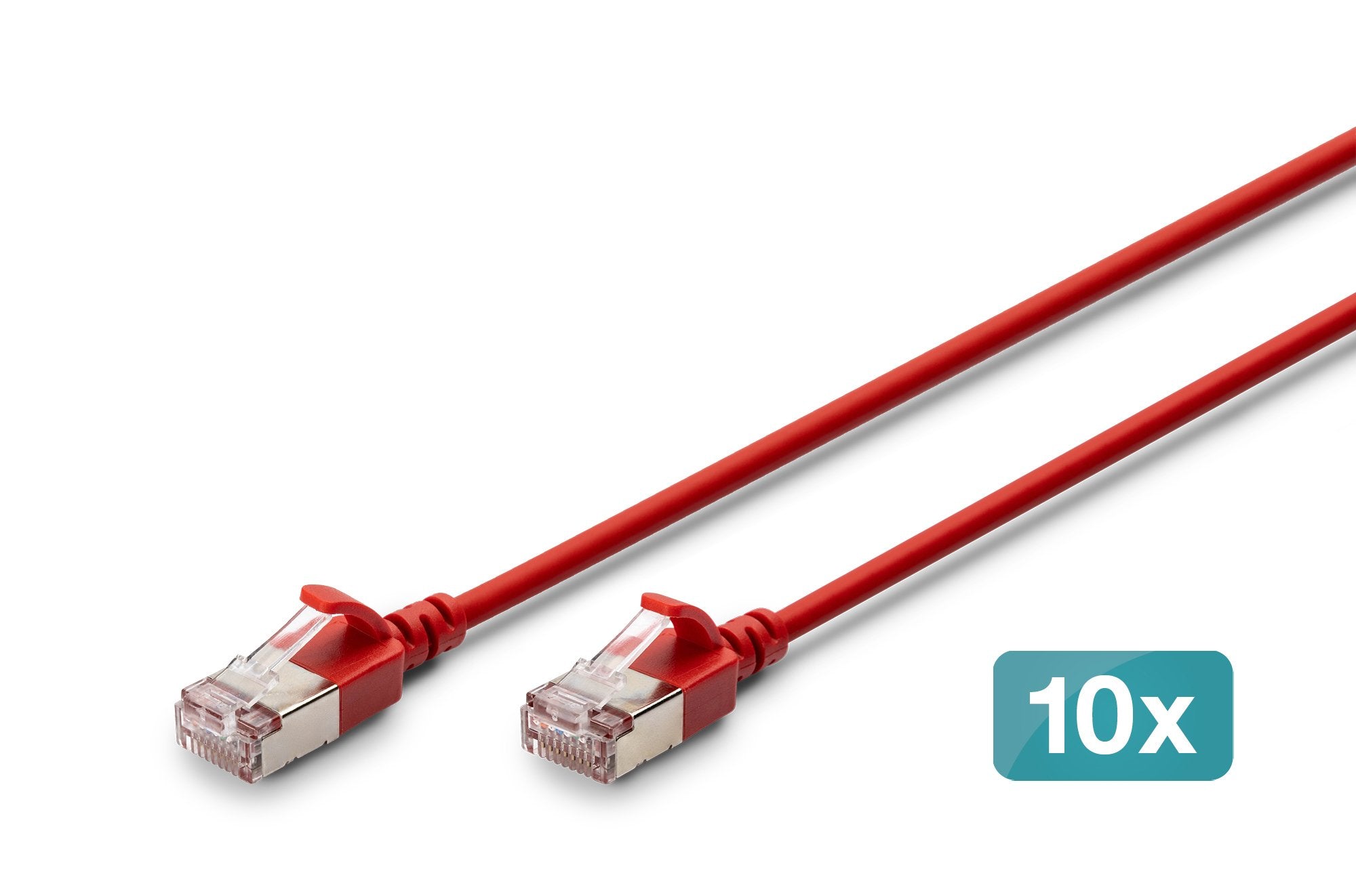 Digitus Cable De Red Cat 6a F/Ftp Slim 1,00m Rojo 10 Unidades