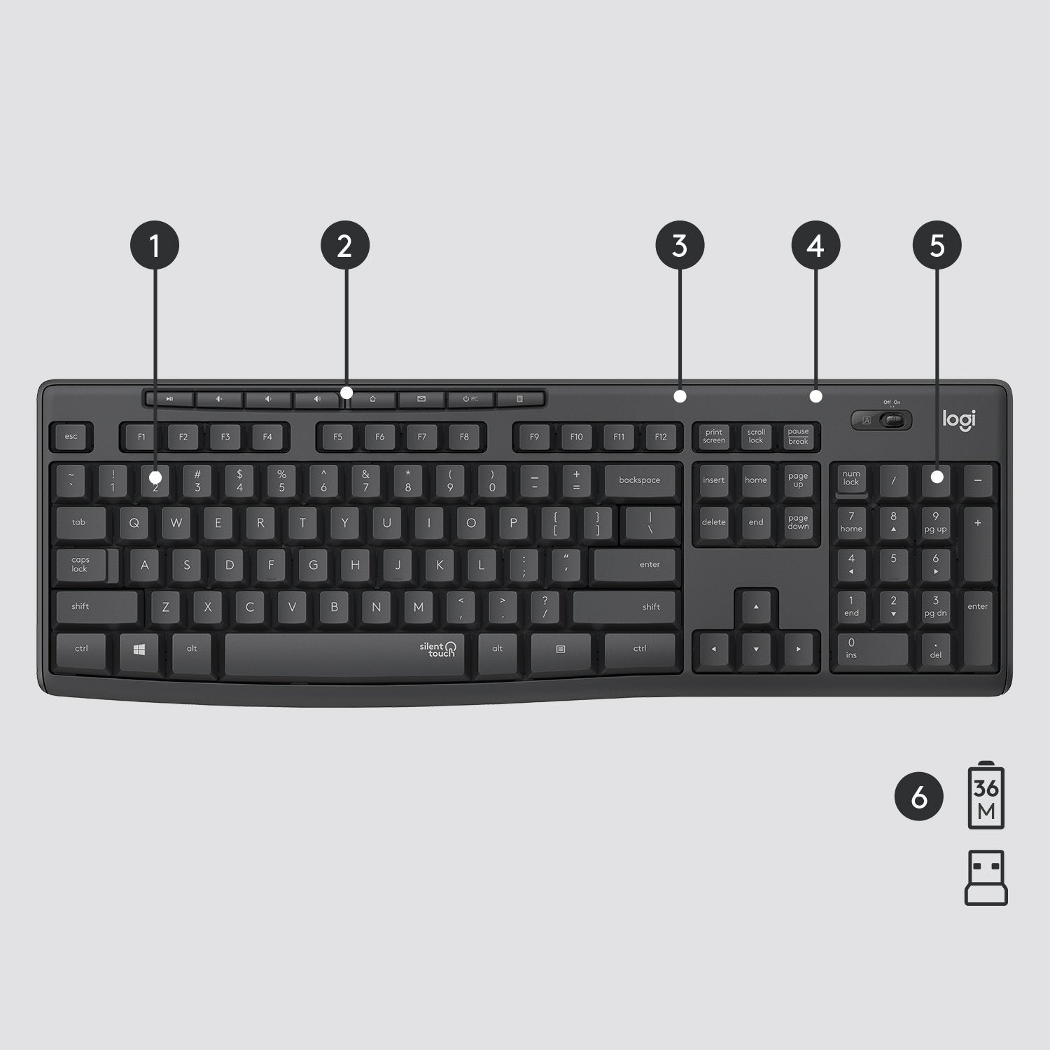 Teclado Ingles + Ratón Logitech Mk295 Usb Qwerty Internacional Ee.Uu. Grafito