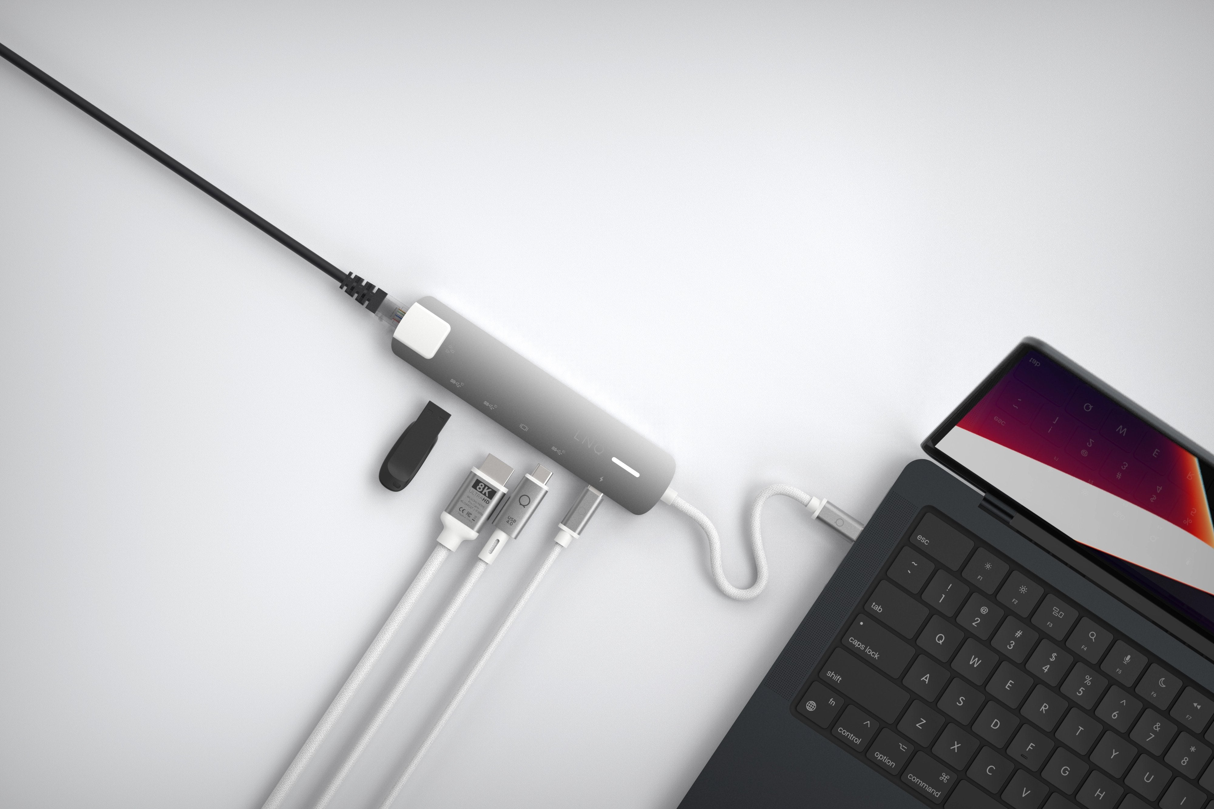 Hub 6 Puertos Pro Usb-C 140w Gris Linq Usb-C/ 1xusb3.2, 1xhdmi, 1xusb-C Pd Hasta 140w, 2xusb-C, 1xrj45 2,5gbps