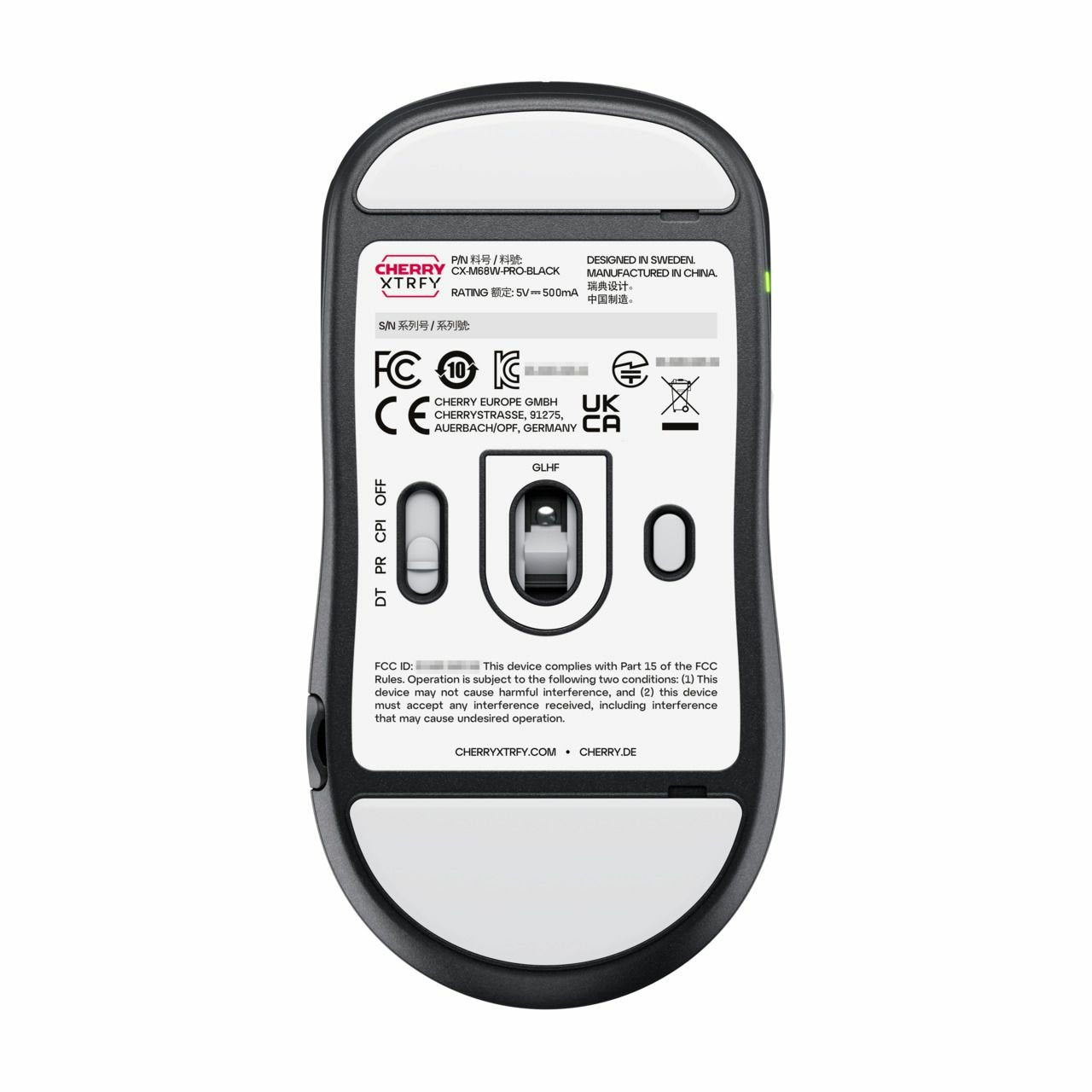 Ratón Cherry M68 Pro Wireless, Gaming Negro/Blanco Cx-M68w-Pro-Black