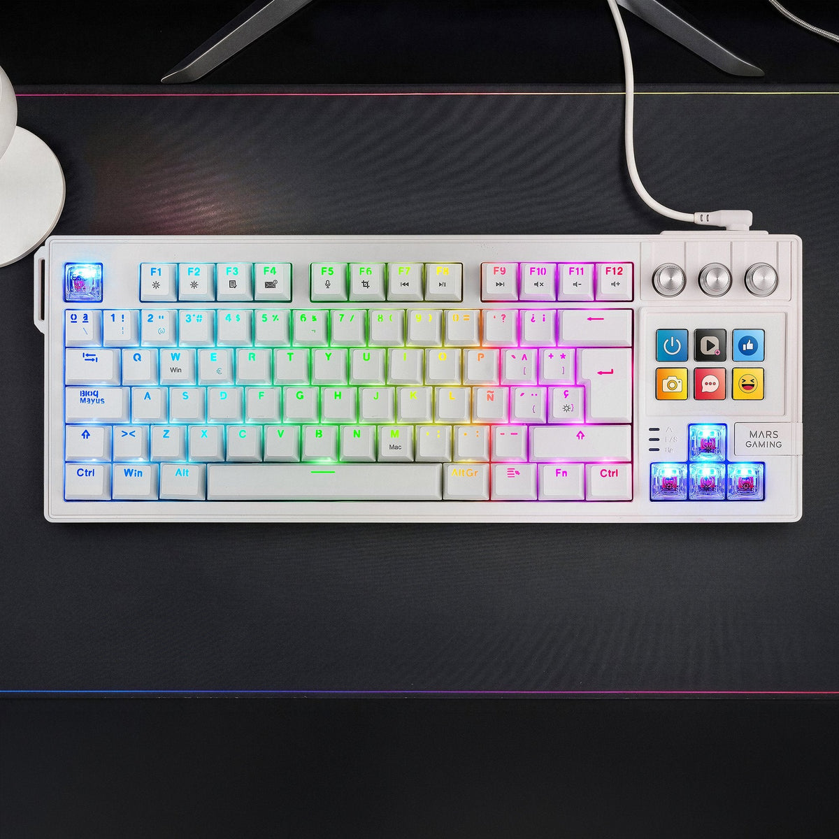 Teclado Gaming Mecánico Mars Gaming Mk-Master Switch Rojo Blanco Incluye Smartdeck
