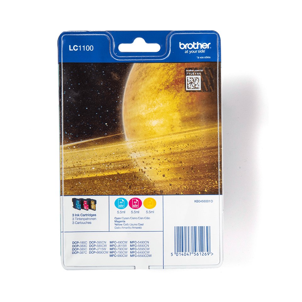 EAN 5014047561269 - Brother LC1100RBWBP cartucho de tinta 3 pieza(s) Original Cian, Magenta, Amarillo imagen 1