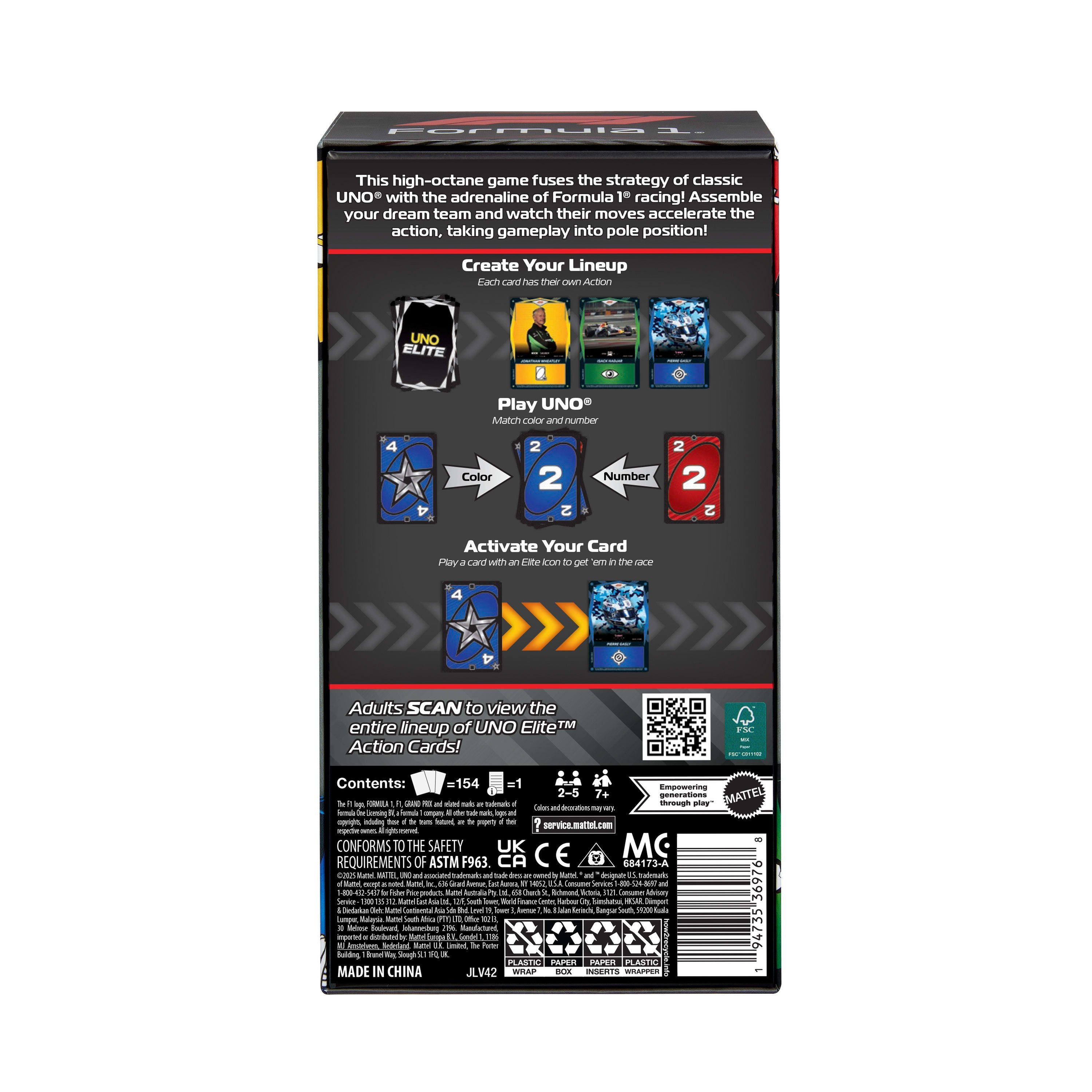 EAN 0194735369768 - Mattel Games JLV42 juego de tablero UNO Elite Formula 1 2025 Perder las cartas imagen 7