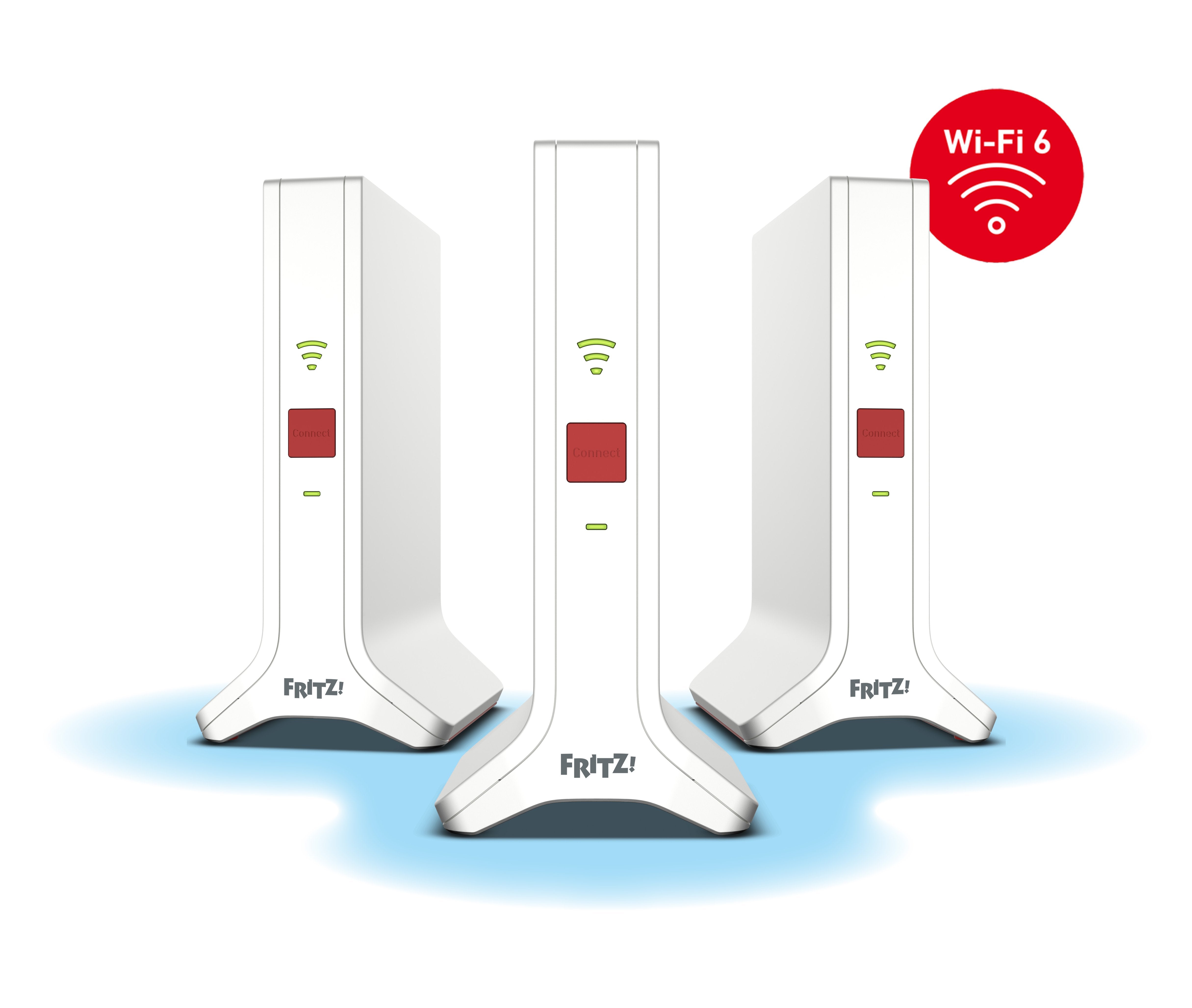 EAN 4023125031090 - Mesh Set FRITZ! 4200 3-pack Edition Inter Doble banda (2,4 GHz / 5 GHz) Wi-Fi 6E (802.11ax) Rojo, Blanco imagen 1