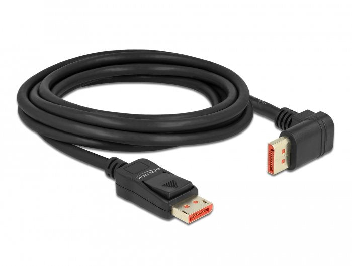 Delock Displayport Cable Stecker Gerade Zu Stecker 90° Oben Gewinkelt 8k 60 Hz 3 M