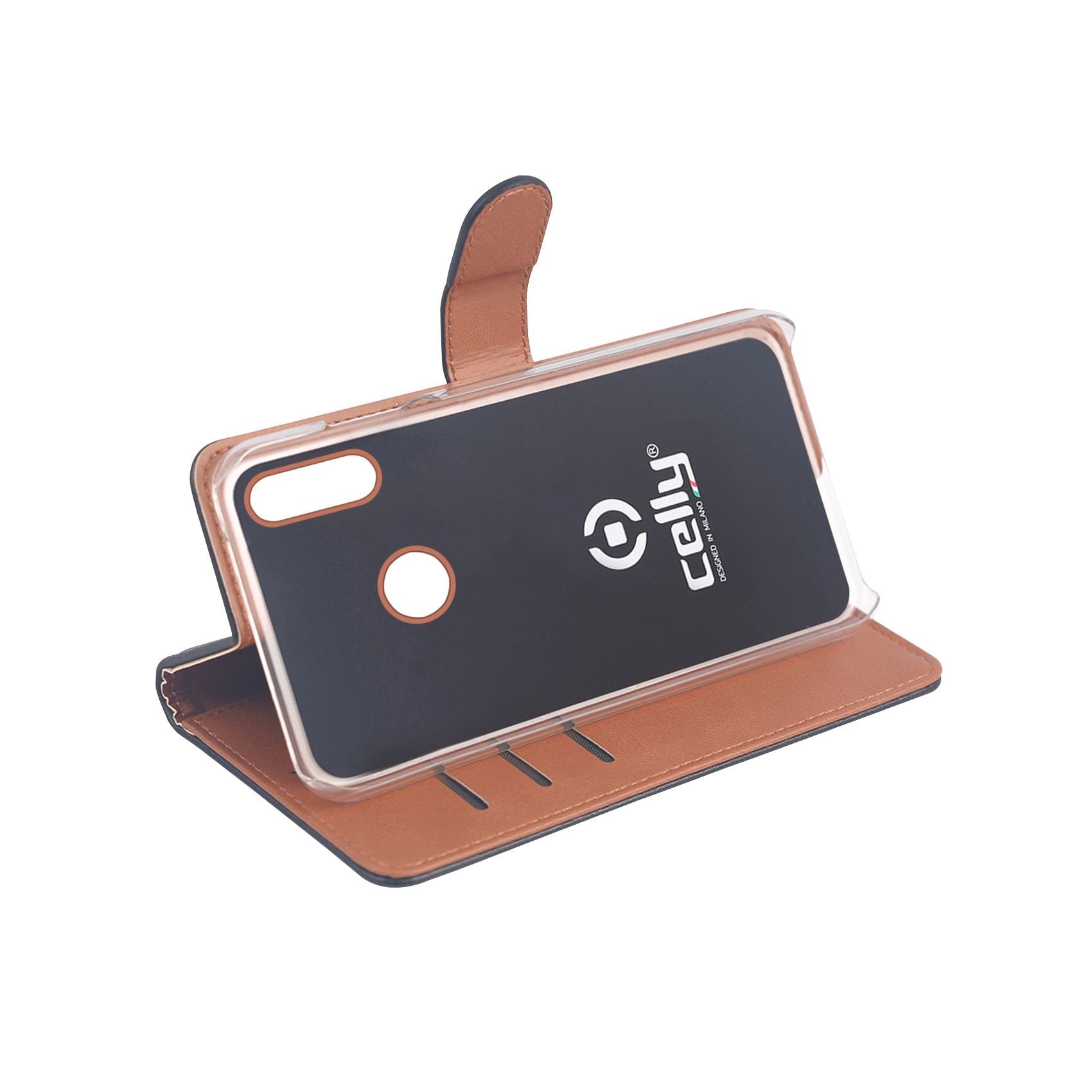 EAN 8021735747857 - Celly WALLY820 funda para teléfono móvil 15,8 cm (6.21") Funda cartera Negro, Marrón imagen 2