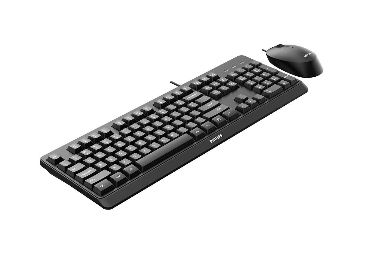 Teclado Inglés Philips 2000 Series Spt6207bl/16 Ratón Incluido Usb Qwerty Negro