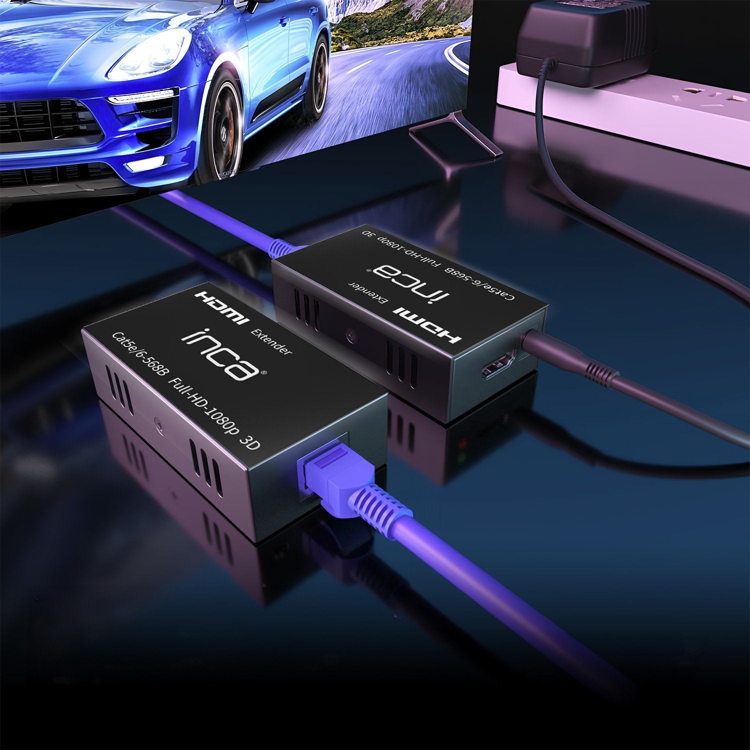 Inca Iex-60 Extensor Audio/Video Transmisor De Señales Av Negro