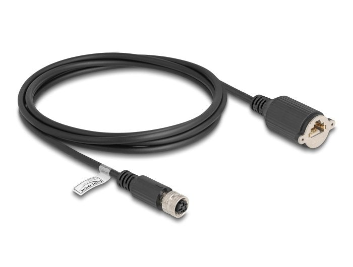 Delock M12 Cable D-Kodiert 4 Pin Hembra A Rj45 Hembra Cat.5e Ftp 2 M Negro