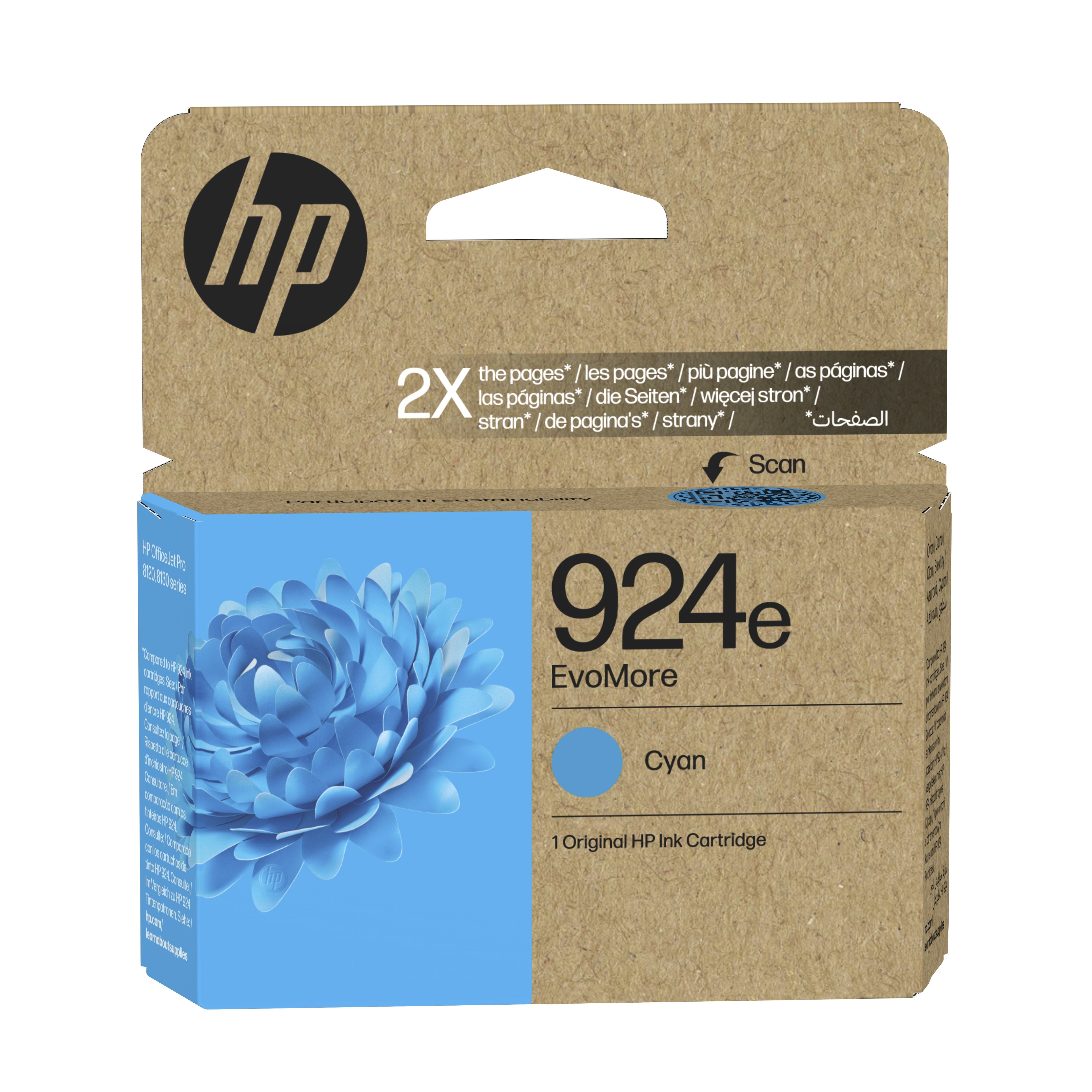 EAN 0196786147425 - HP 924e EvoMore Cyan Original Ink Cartridge cartucho de tinta 1 pieza(s) Alto rendimiento (XL) imagen 1