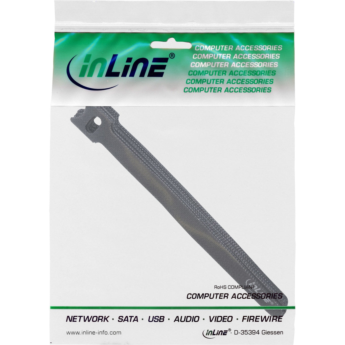 Inline Correas Cierre De Velcro 180 Mm 10 Uds. Negro
