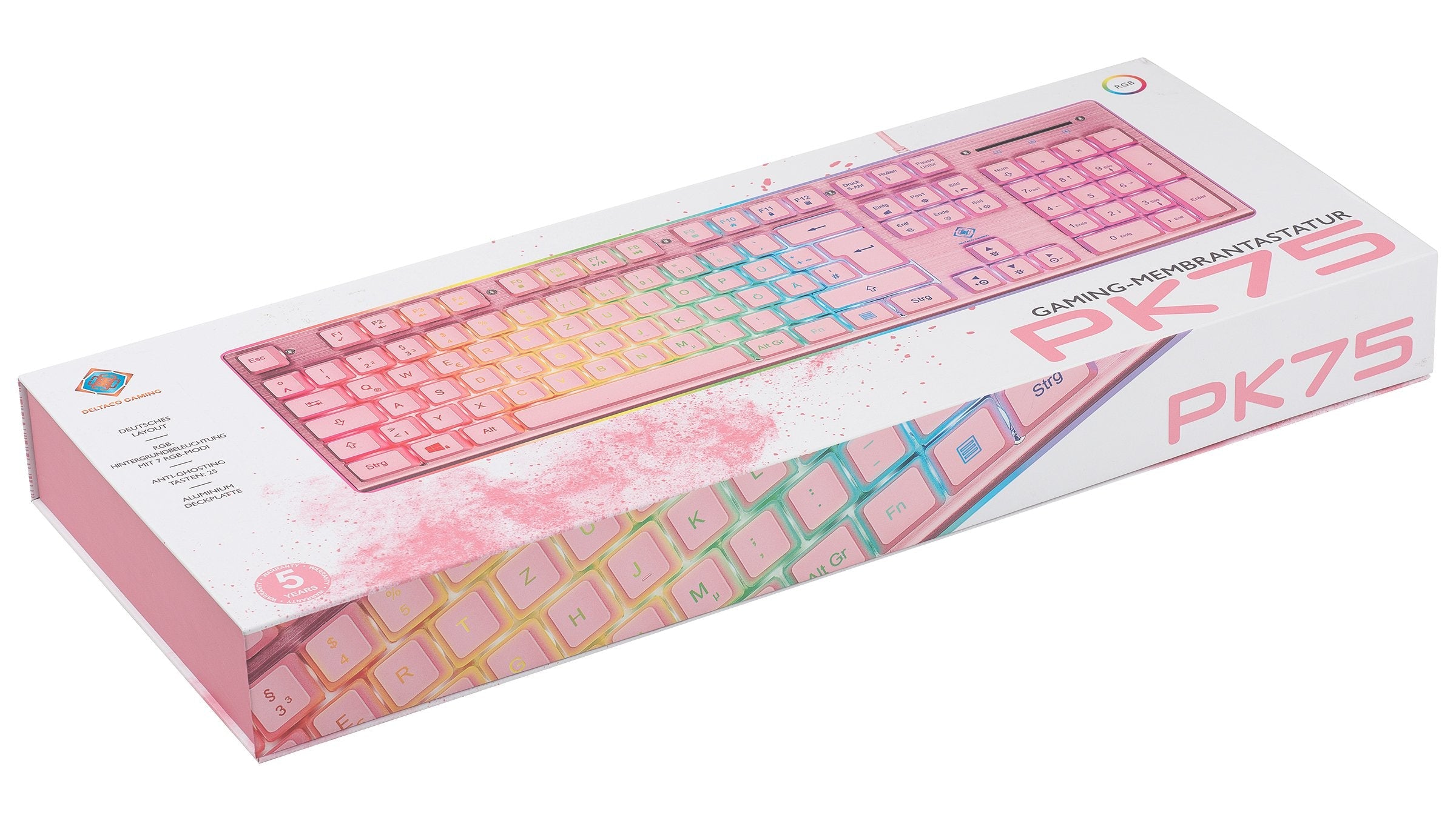 Teclado Alemán Deltaco Gam-021-Rgb-P-De Juego Usb Qwertz Rosa