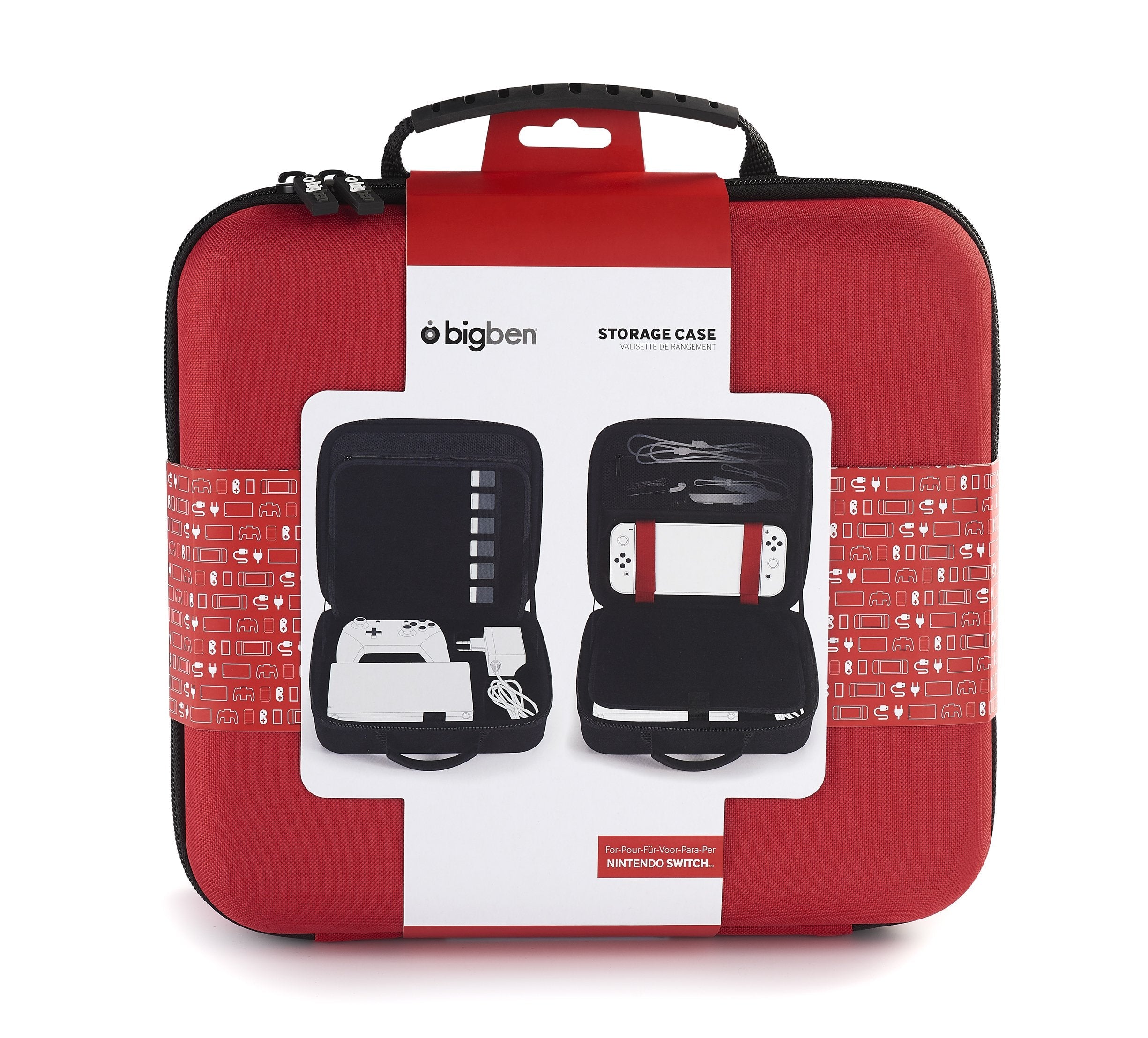 Maletin Nintendo Switch Bigben Storage Case Rojo Rígido / Varios Compartimentos Interiores Switchstorcasered