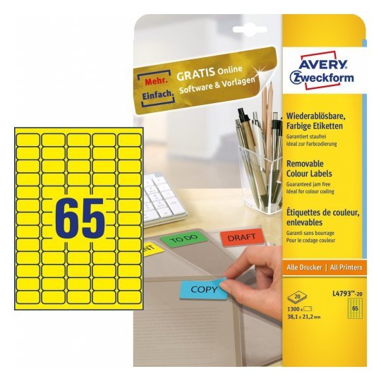 Avery Zweckform Etiquetas 38,1 X 21,2 Mm, Amarillo