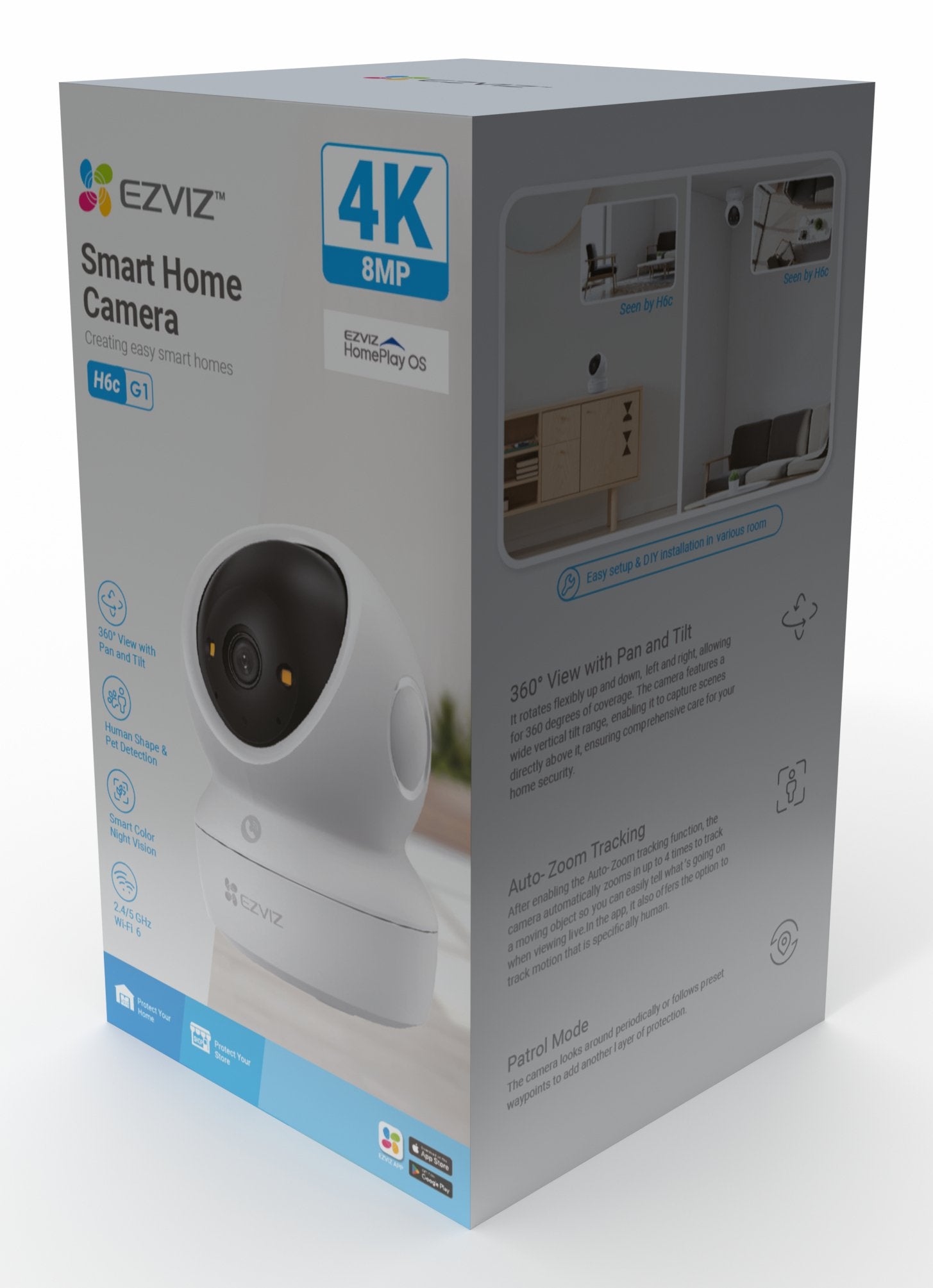 EAN 6941545641645 - EZVIZ H6c G1 4K Esférico Cámara de seguridad IP Interior 3840 x 2160 Pixeles Techo/Pared/Escritorio imagen 40