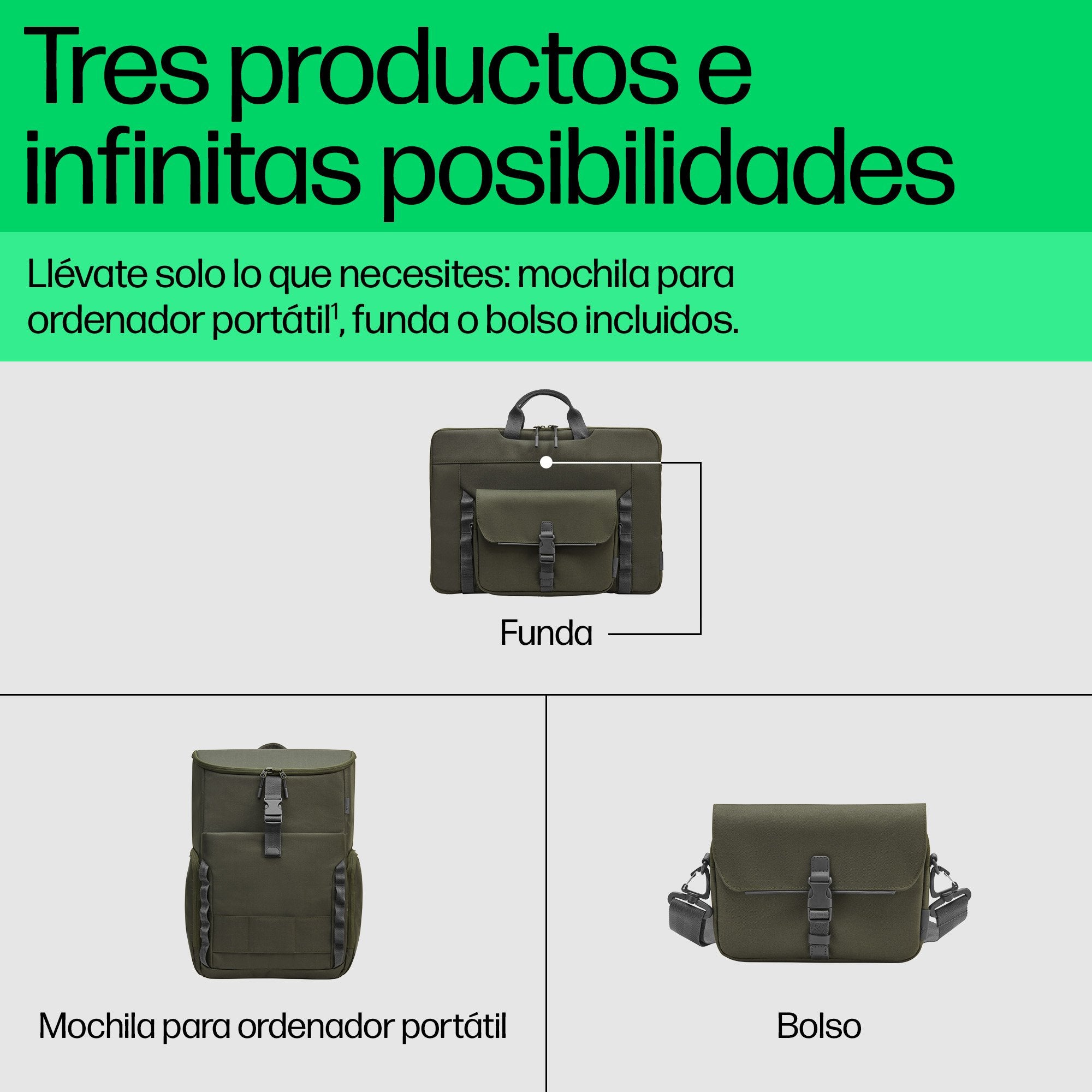 EAN 0197961660425 - HP 15.6 Modular Laptop Backpack 39,6 cm (15.6") Verde, Gris imagen 5