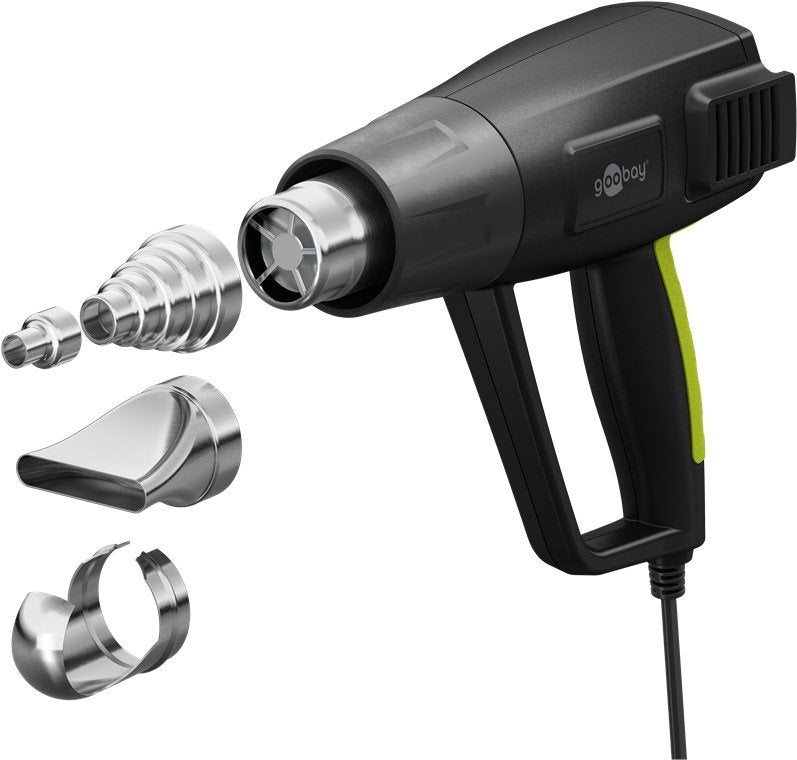 Pistola De Aire Caliente Premium, 1500 W
Con Pantalla Lcd, Dos Intervalos De Temperatura De Ajuste Continuo Y Cuatro Boquillas