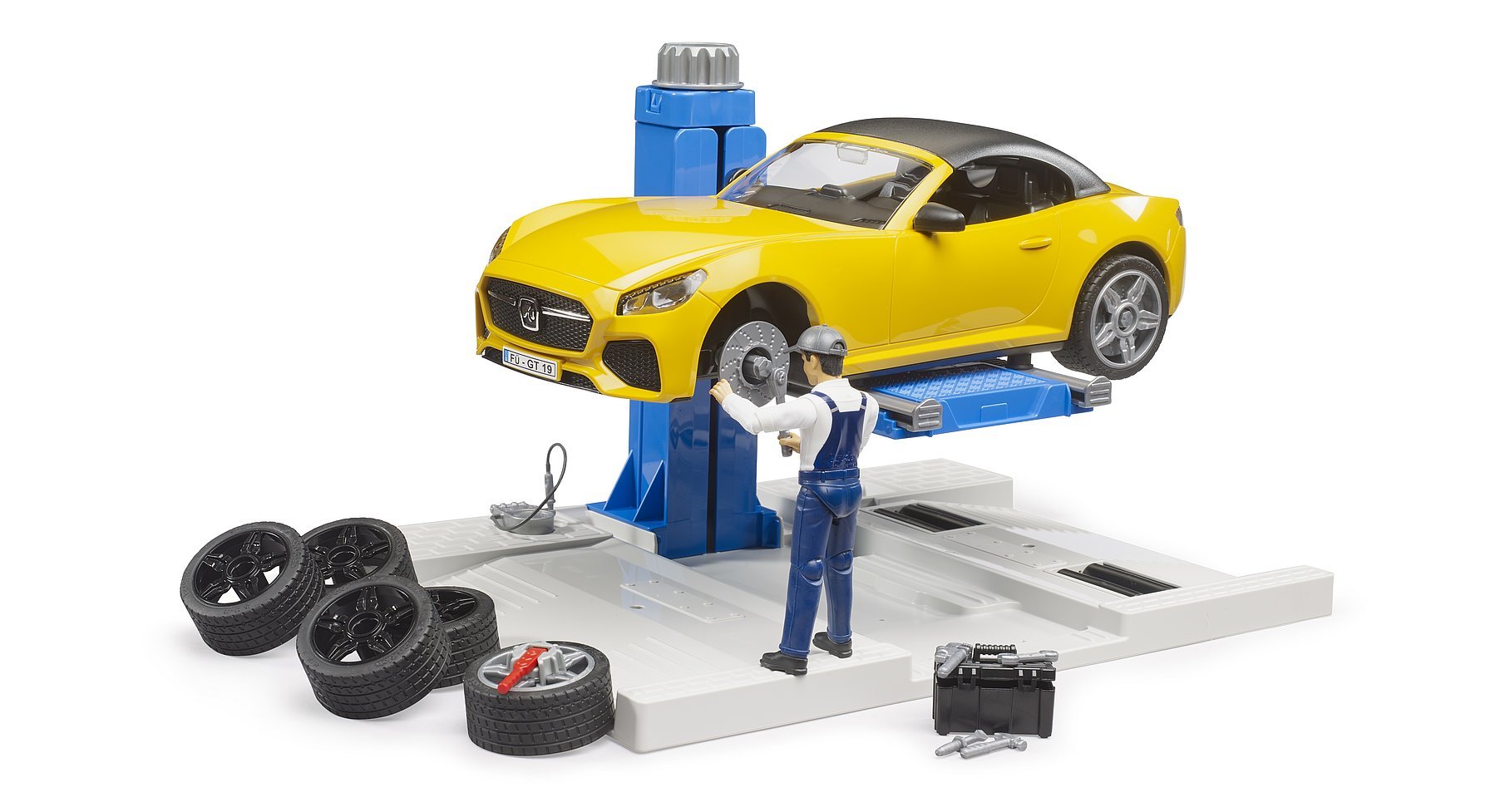 Centro De Servicio Bworld Pkkw + Bruder Roadster, Vehículo De Juego 62112