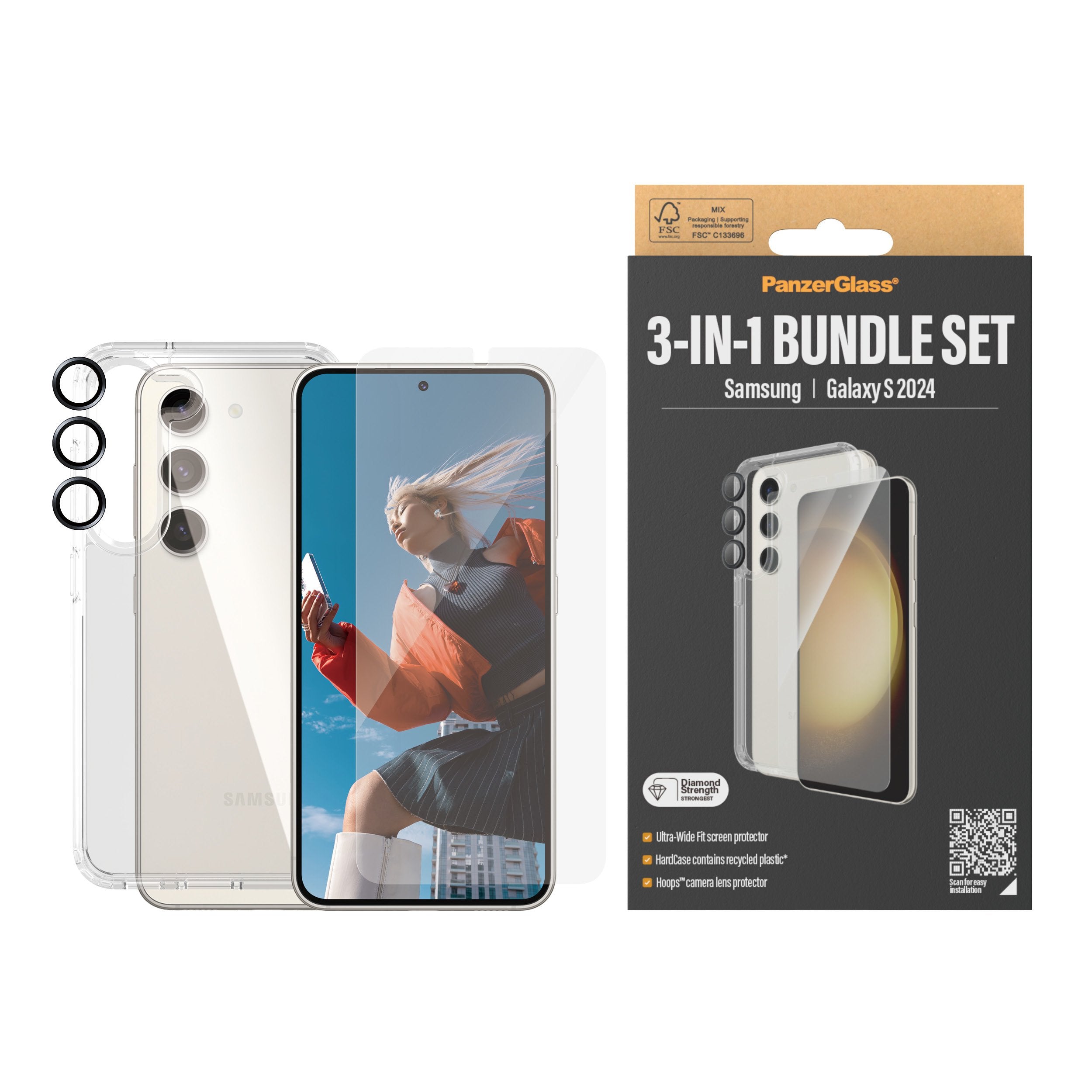 EAN 5711724212130 - PanzerGlass ® 3-in-1 Bundle Samsung Galaxy S24 | Ultra-Wide Fit w. EasyAligner Protector de pantalla 1 pi imagen 3