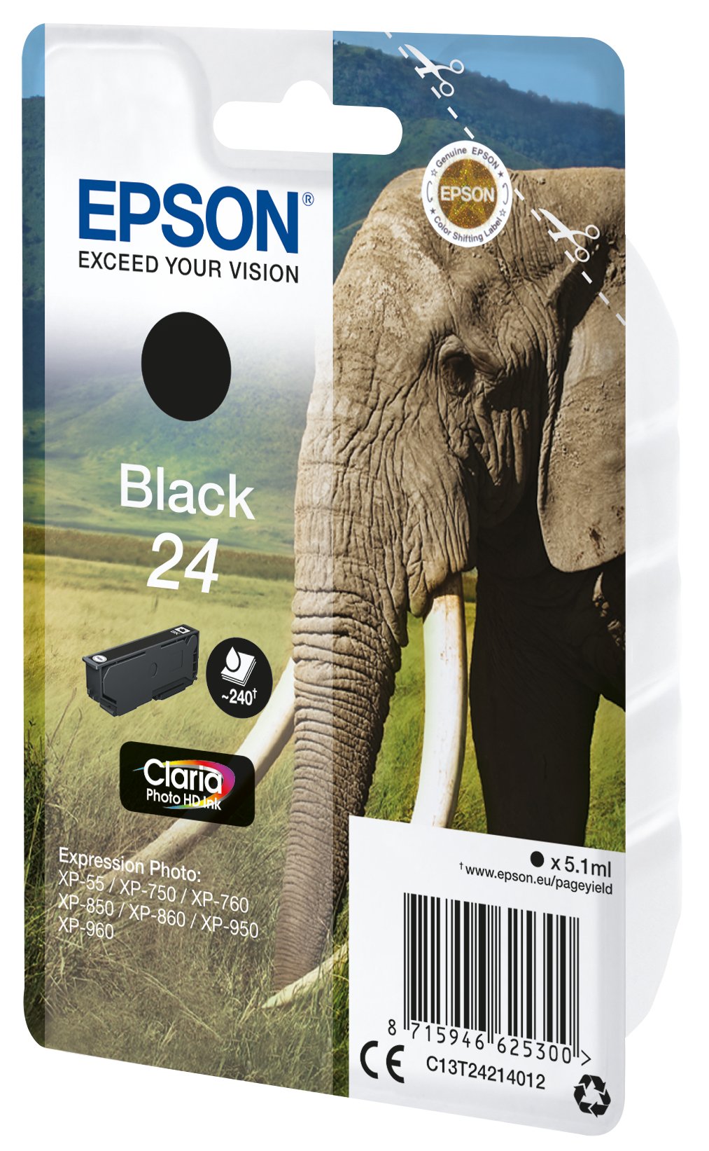 EAN 8715946625317 - Epson Elephant Singlepack 24 cartucho de tinta 1 pieza(s) Original Rendimiento estándar Negro imagen 1