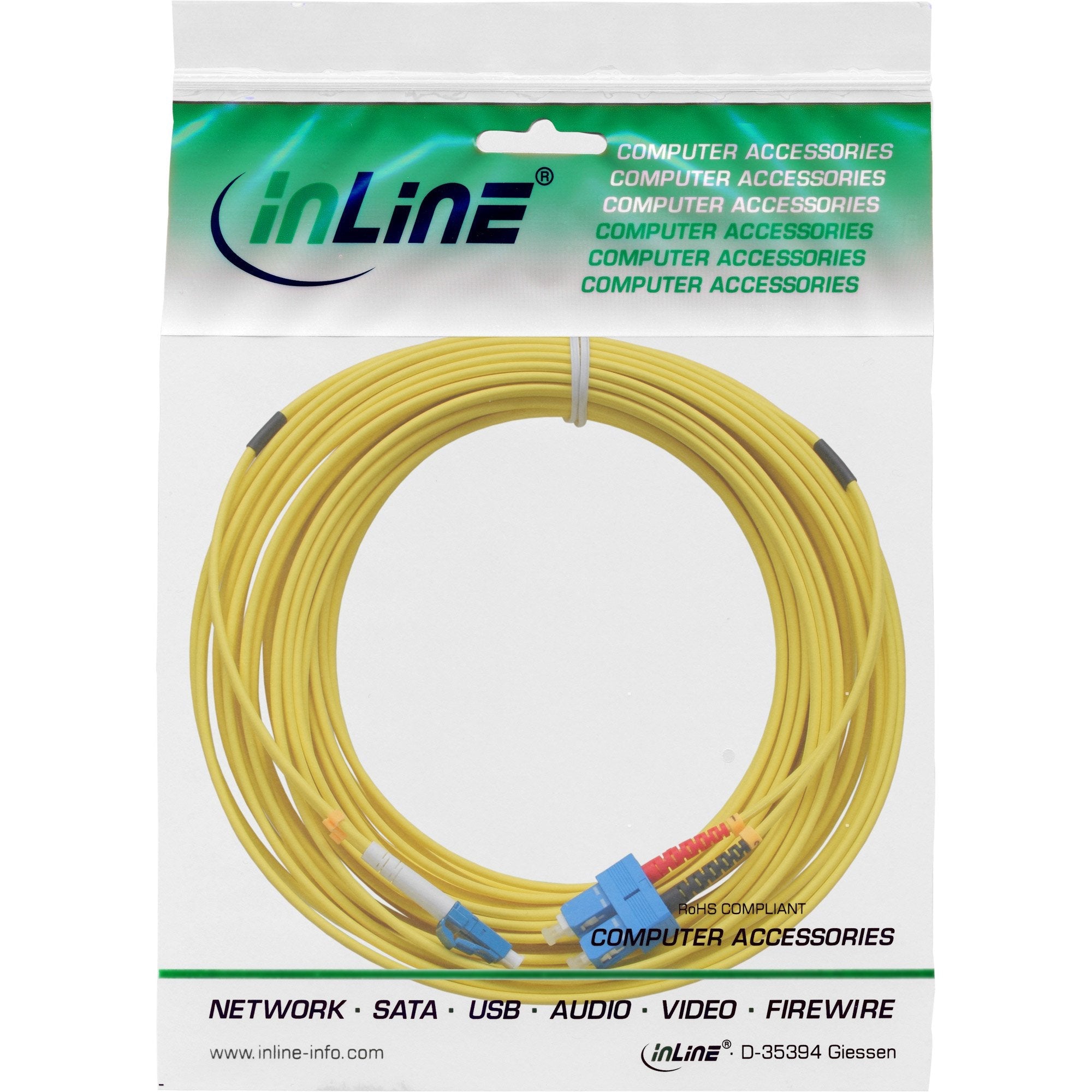 Cable Dúplex De Fibra Óptica Inline, Lc/Sc, 9/125 ?M, Os2, 10 M