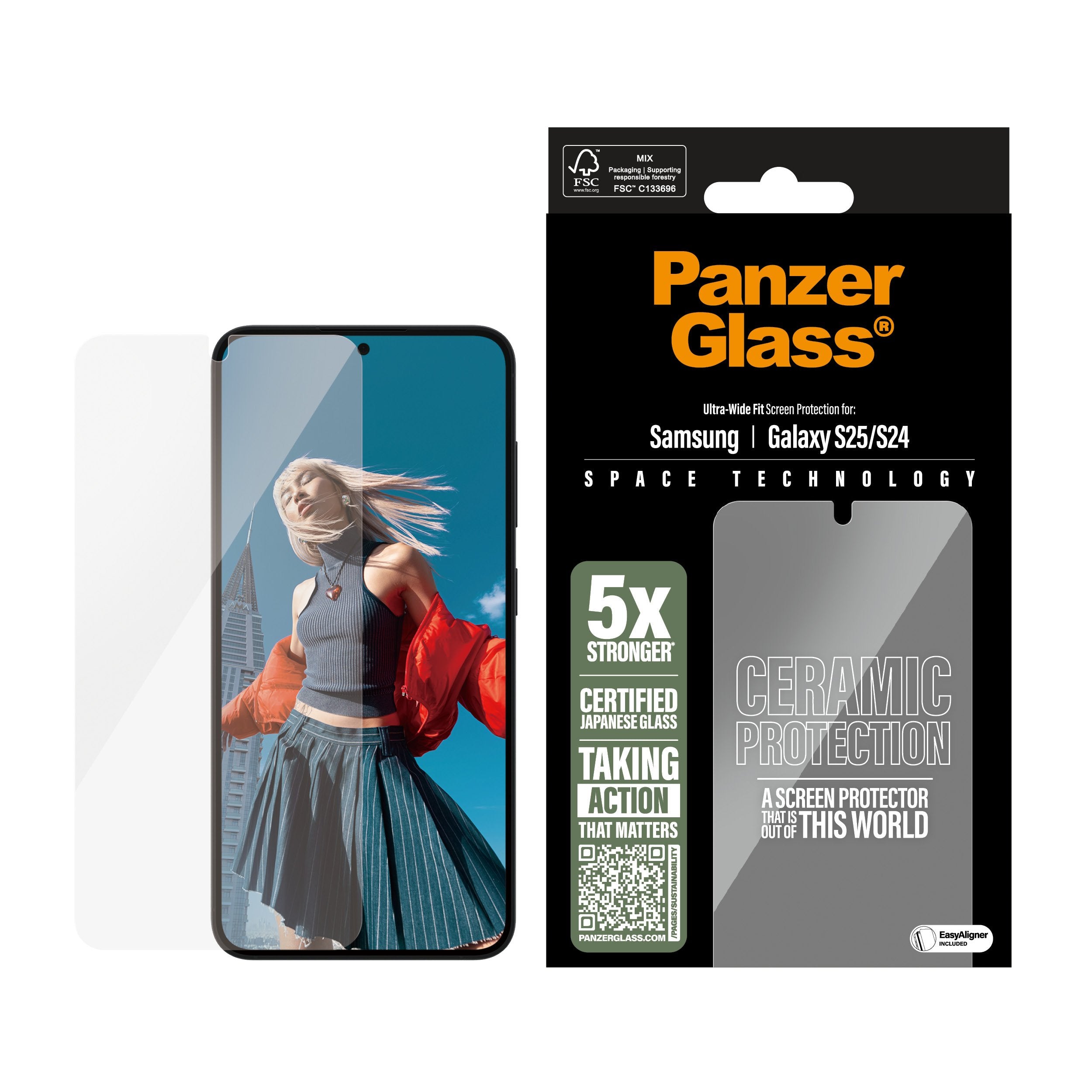 EAN 5715685017445 - PanzerGlass ® Ceramic Screen Protector Samsung Galaxy S25 | S24 | Ultra-Wide Fit w. EasyAligner Protector imagen 2
