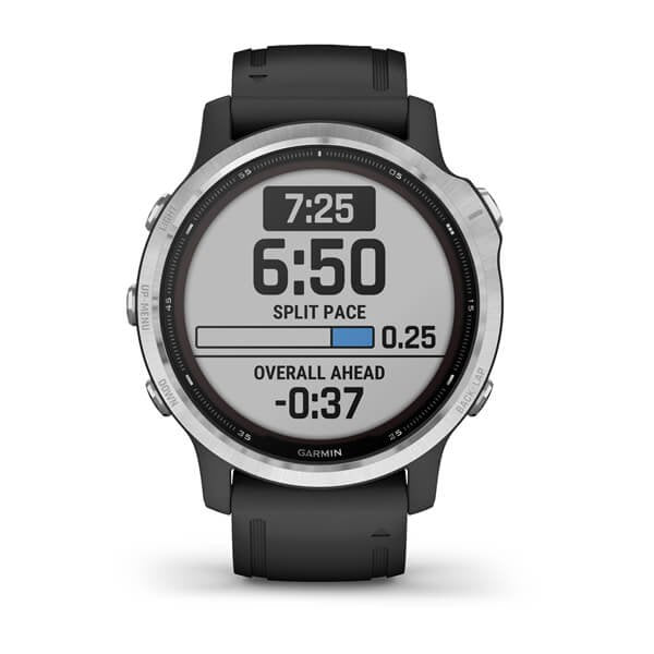 Reloj Deportivo Con Gps Garmin Fénix 6s Solar Plata/Negro Pantalla 30.4mm Carga Solar Frec Cardiaca Pulsioximetro 10atm Multisport