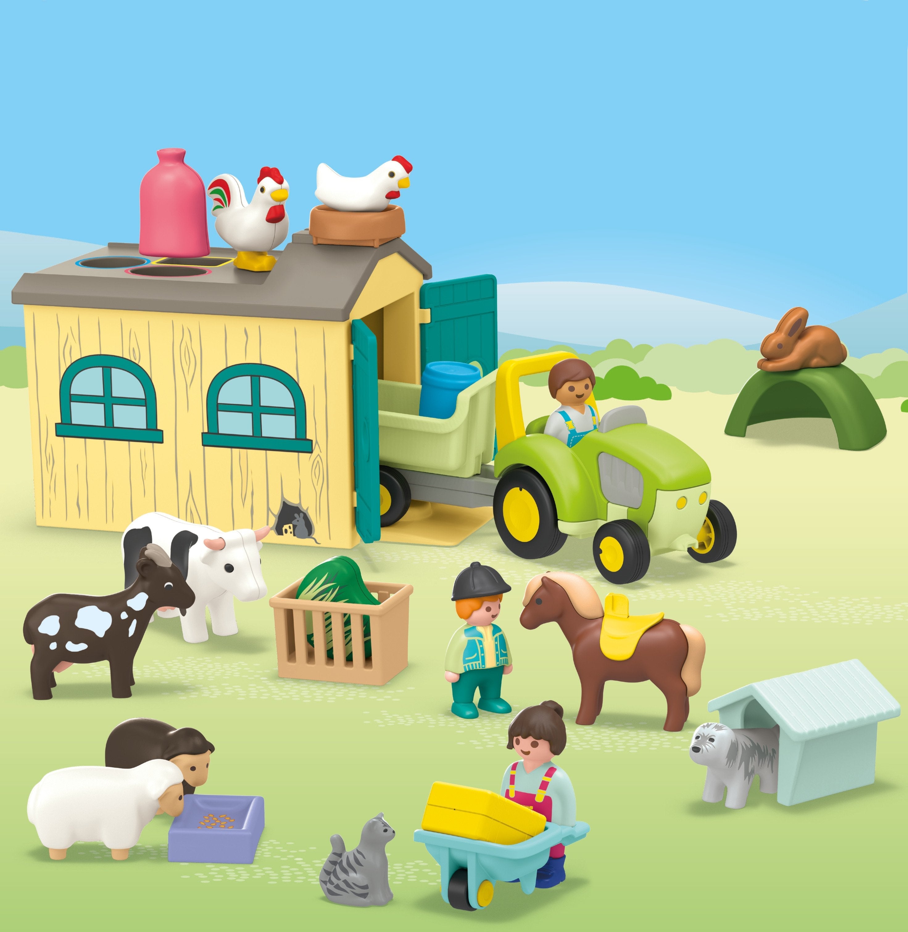 Playmobil Junior Aventura En La Granja Con Tractor Remolque Y Animales