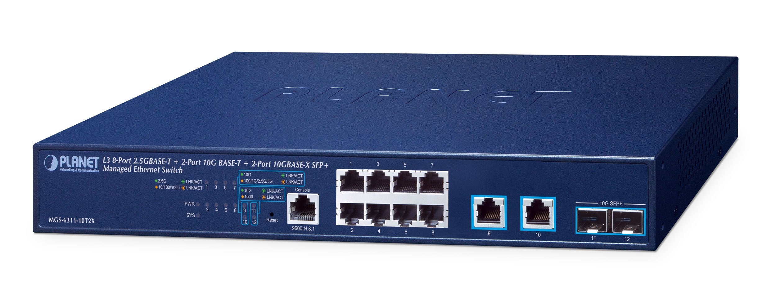 EAN 4711605287371 - PLANET Layer 3 8-Port 2.5GBASE-T + Gestionado L3 10G Ethernet (100/1000/10000) 1U Azul imagen 1