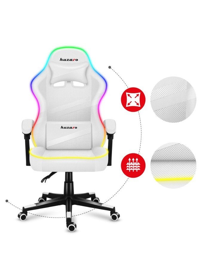 EAN 5903796013184 - Huzaro FORCE 4.4 RGB Silla para videojuegos de PC Asiento (de seguridad) de butaca Blanco imagen 9