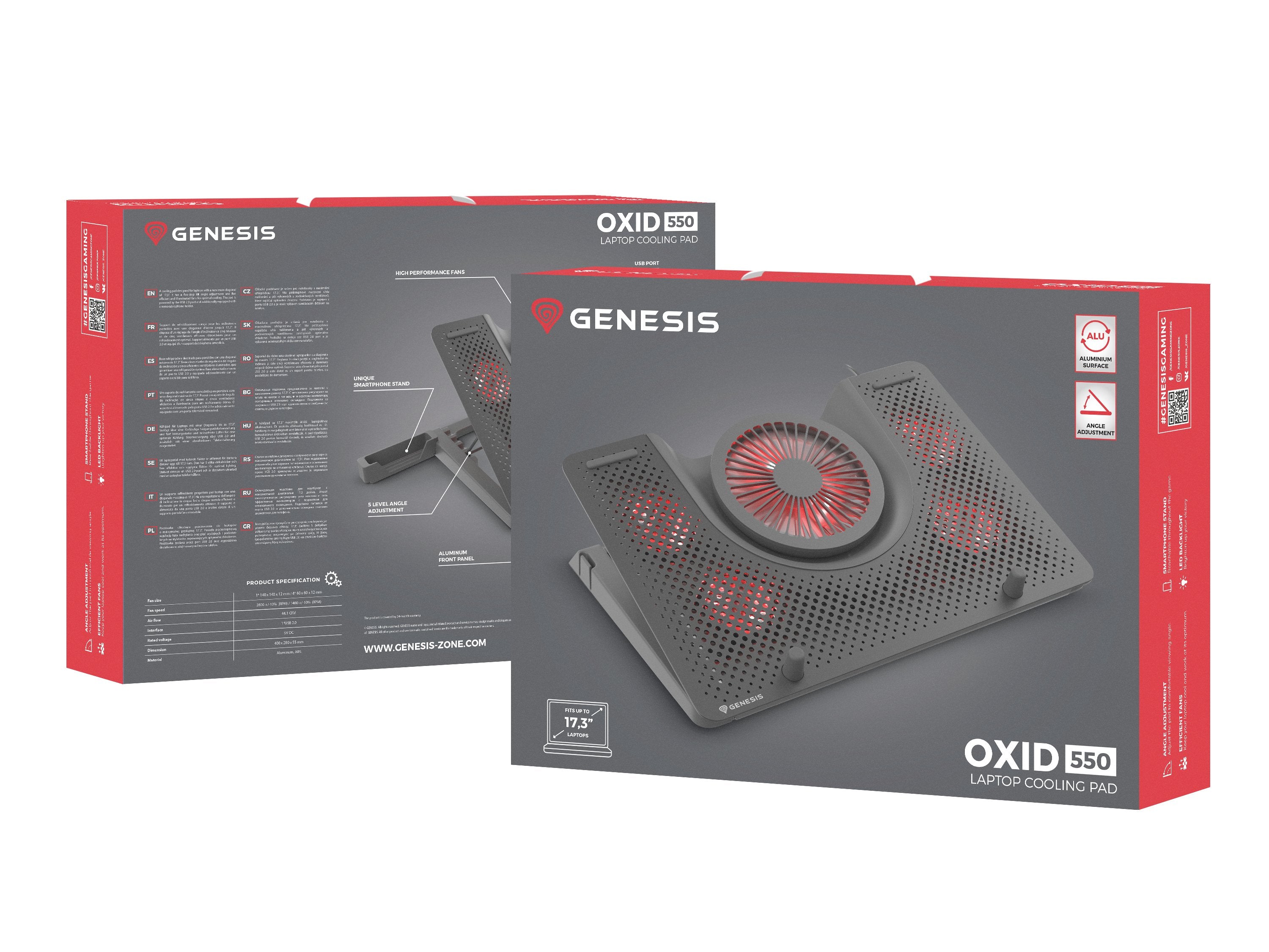 EAN 5901969417883 - GENESIS Oxid 550 almohadilla fría 43,9 cm (17.3") 2800 RPM Negro imagen 22