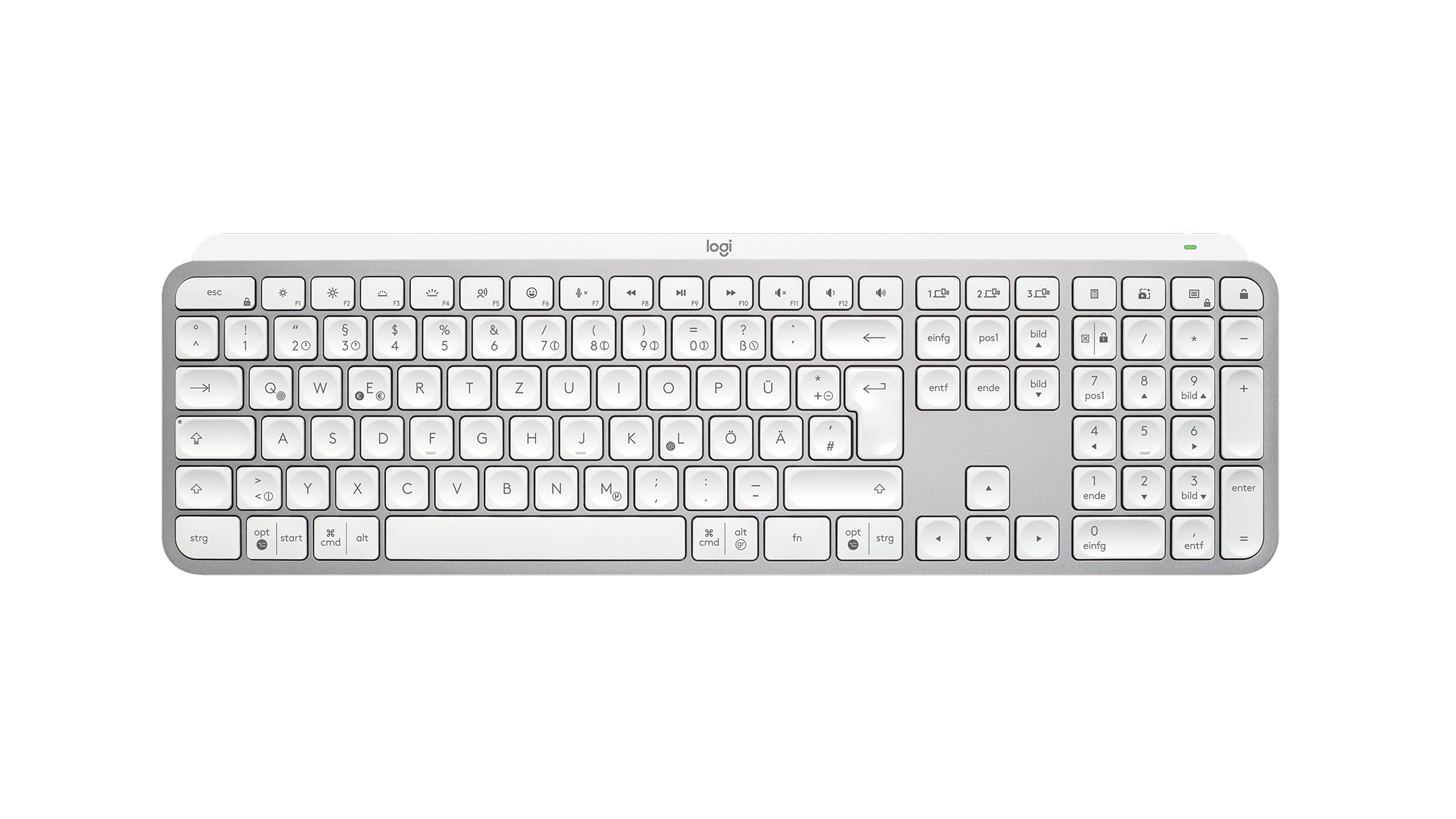 EAN 5099206112186 - Logitech 920-011566 teclado Universal RF Wireless + Bluetooth QWERTZ Alemán Aluminio, Blanco imagen 5