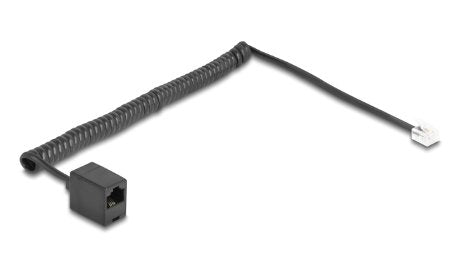 Delock Telefoncable Spiralcable Rj11 Stecker Zu Rj45 Buchse Schwarz 2 M