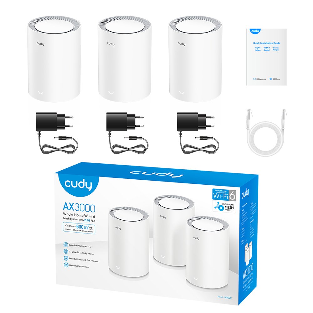 EAN 6971690793258 - Cudy M3000 3-PACK sistema Wi-Fi Mesh (Wi-Fi en malla) Doble banda (2,4 GHz / 5 GHz) Wi-Fi 6 (802.11ax) Gr imagen 2