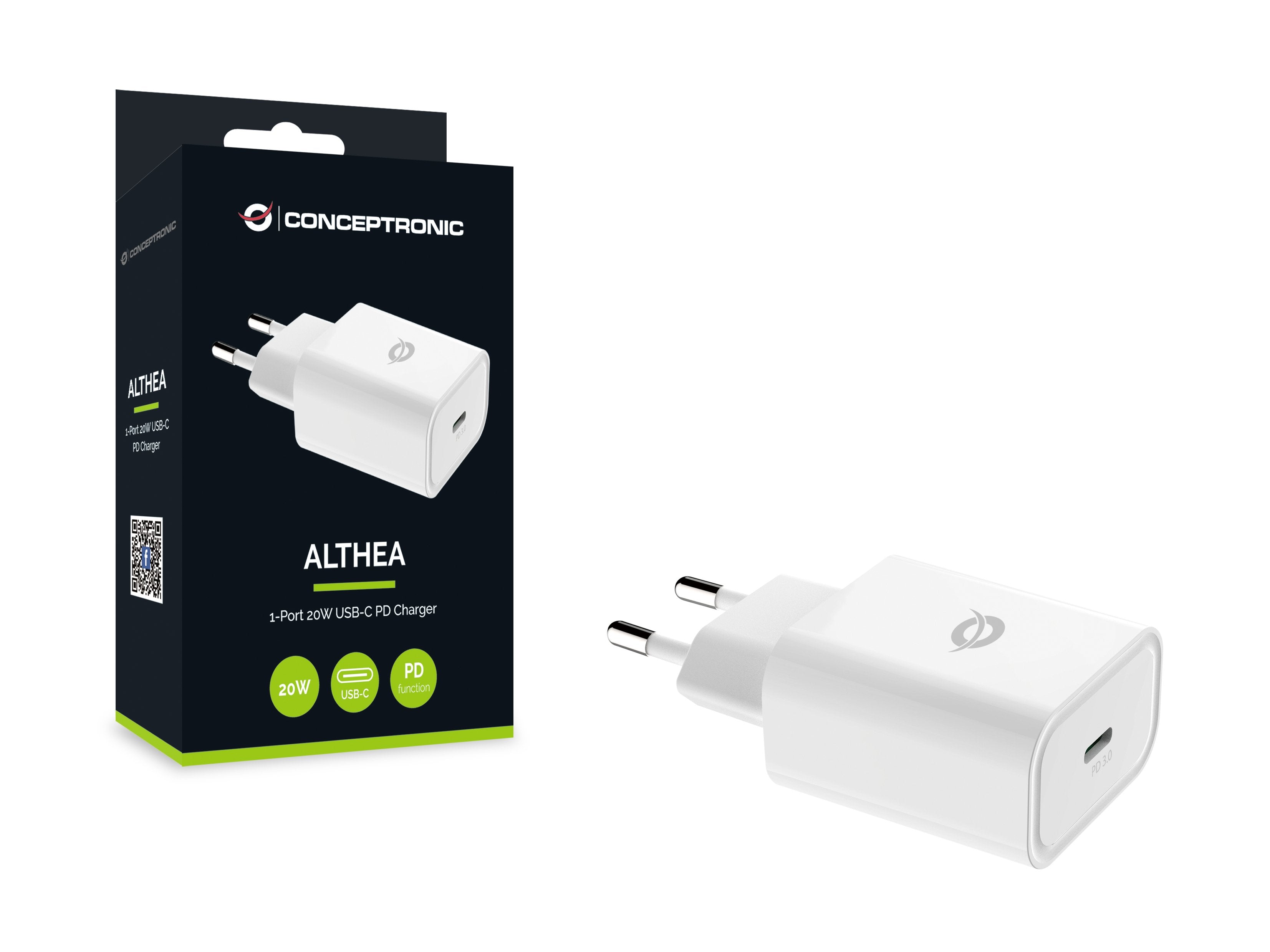Cargador De Pared Quick Charge Pd Usb-C Conceptronic Althea 20w