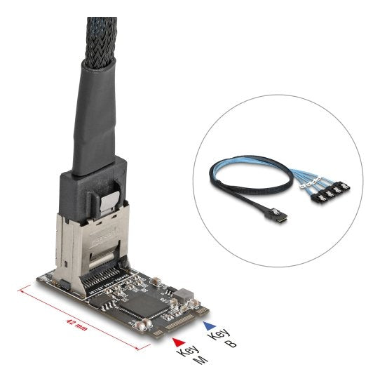 Delock M.2 2242 Key B+M Kontroller Zu 4 X Sata Mit 1 M Cable