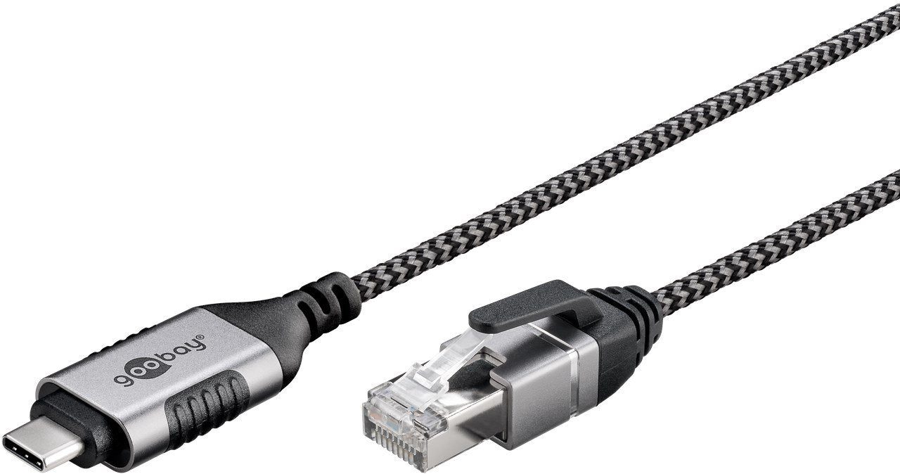 Cable Adaptador Ethernet Goobay Usb-C 3.2 Gen2 > Rj-45, Delgado Negro Gris, 3 Metros 74404