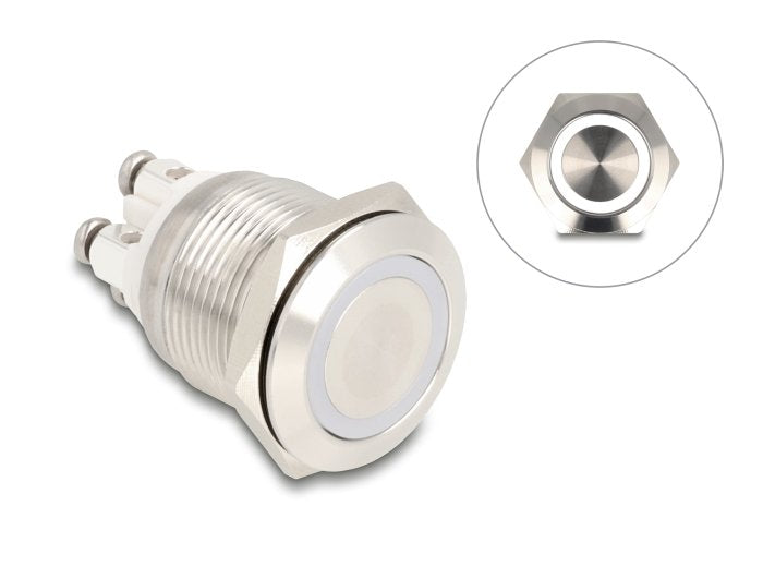 Drucktaster Zum Einbau 19 Mm 4 X Schraubklemme Led Weiss