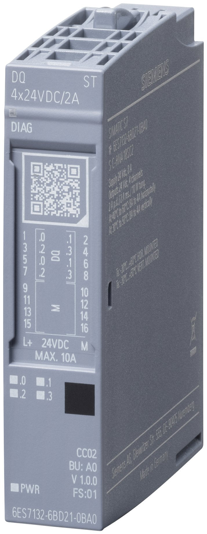 Siem 6es7132-6bd21-0ba0 Simatic Et 200sp Dq 4x24vdc 2a St Vpe 1
