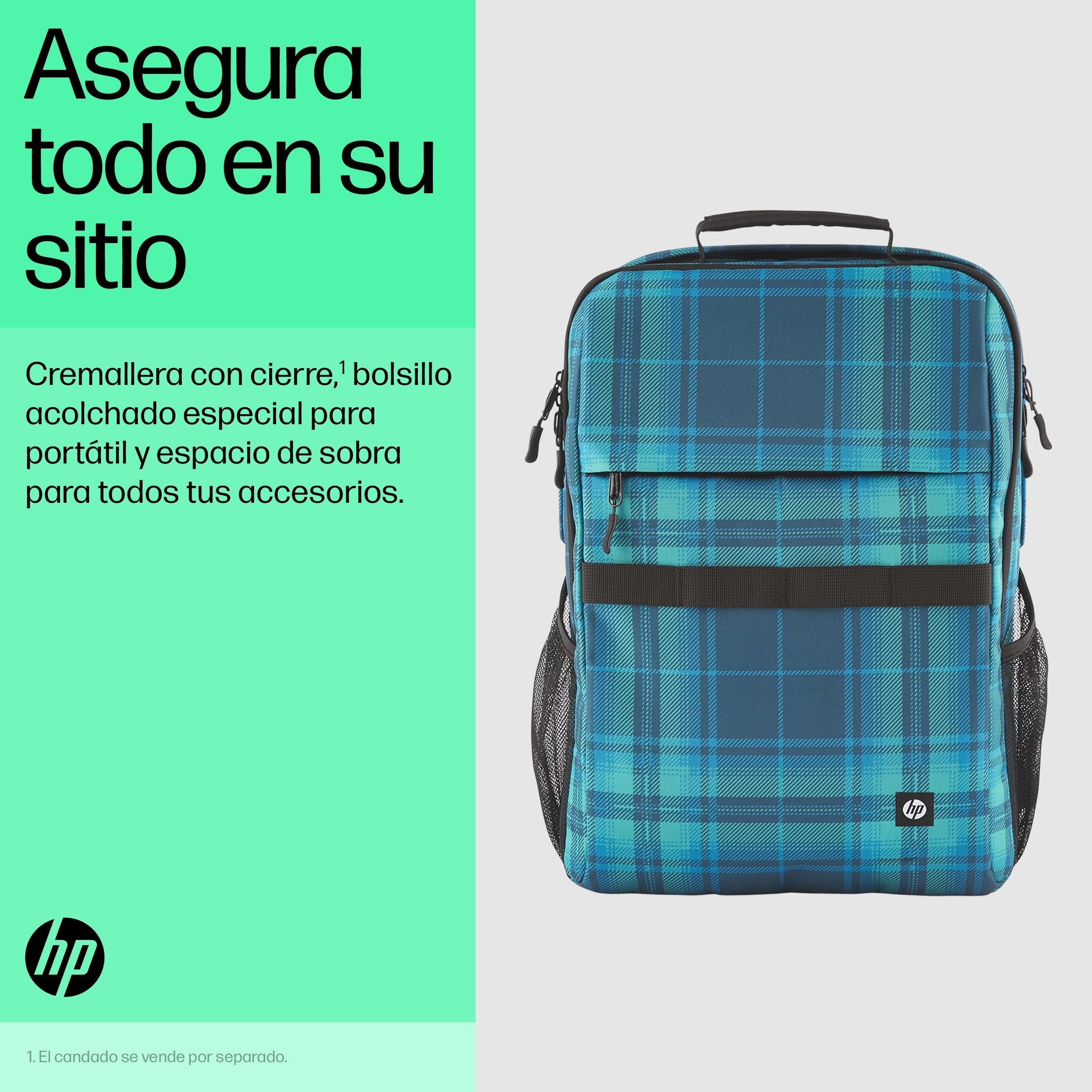 EAN 0197192487600 - HP Campus XL Tartan Plaid Backpack mochila Mochila informal Azul Poliéster, Poliespuma imagen 6