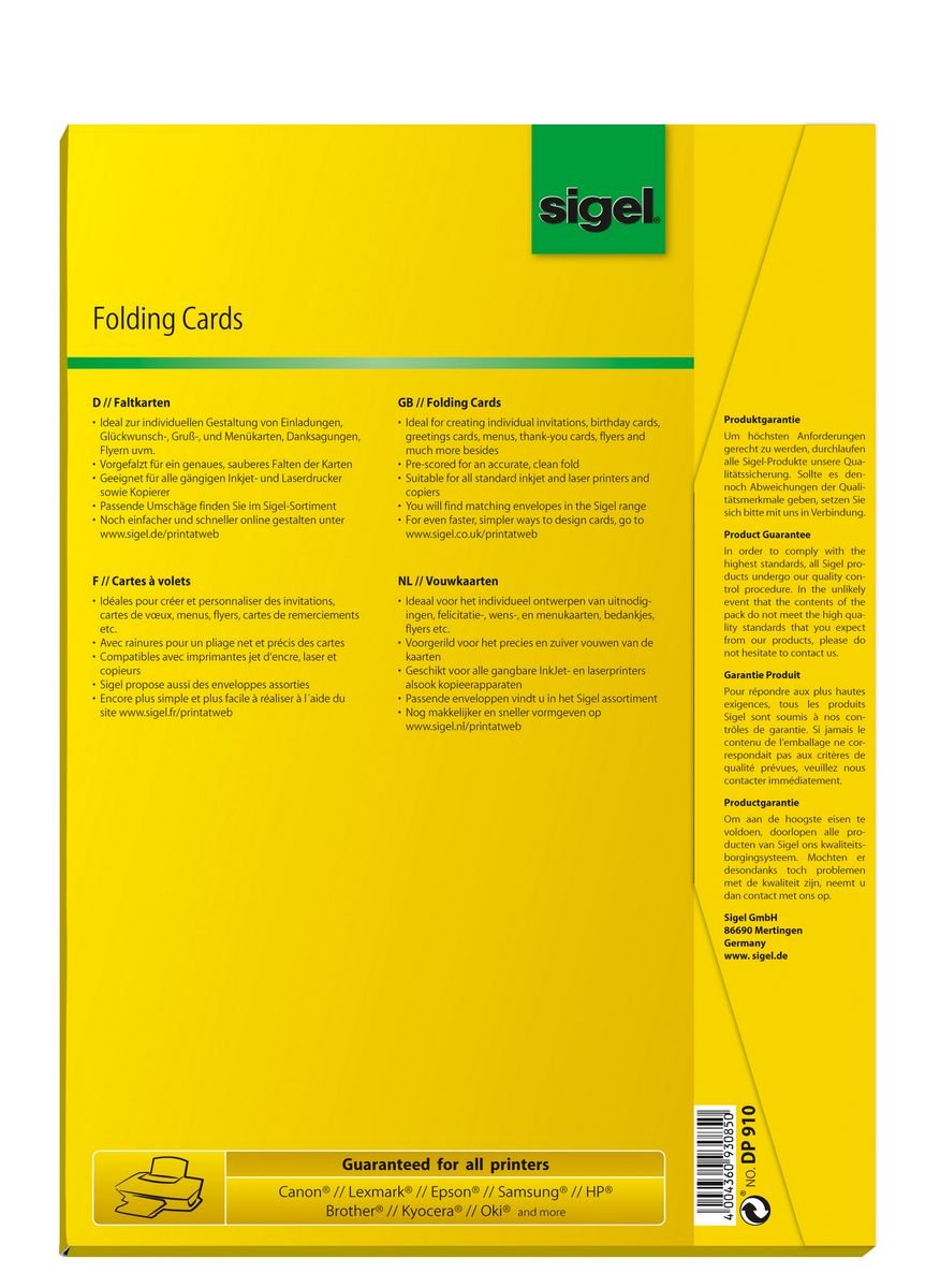 Sigel Faltkarten Din A5 Blanco - Material De Oficina - A4