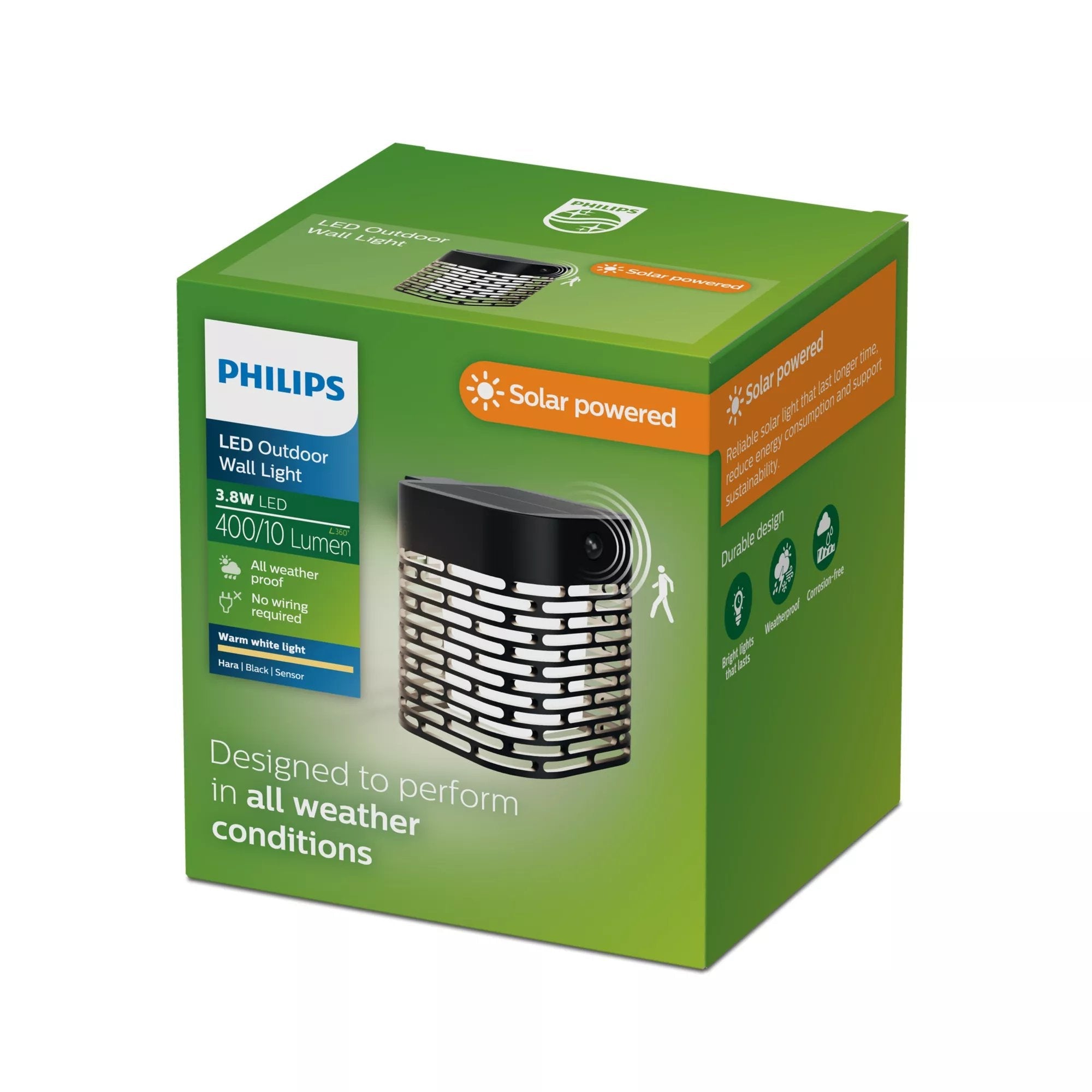Aplique Solar Led Hara Negro 3,8 W, 400/10 Lm, 2700 K