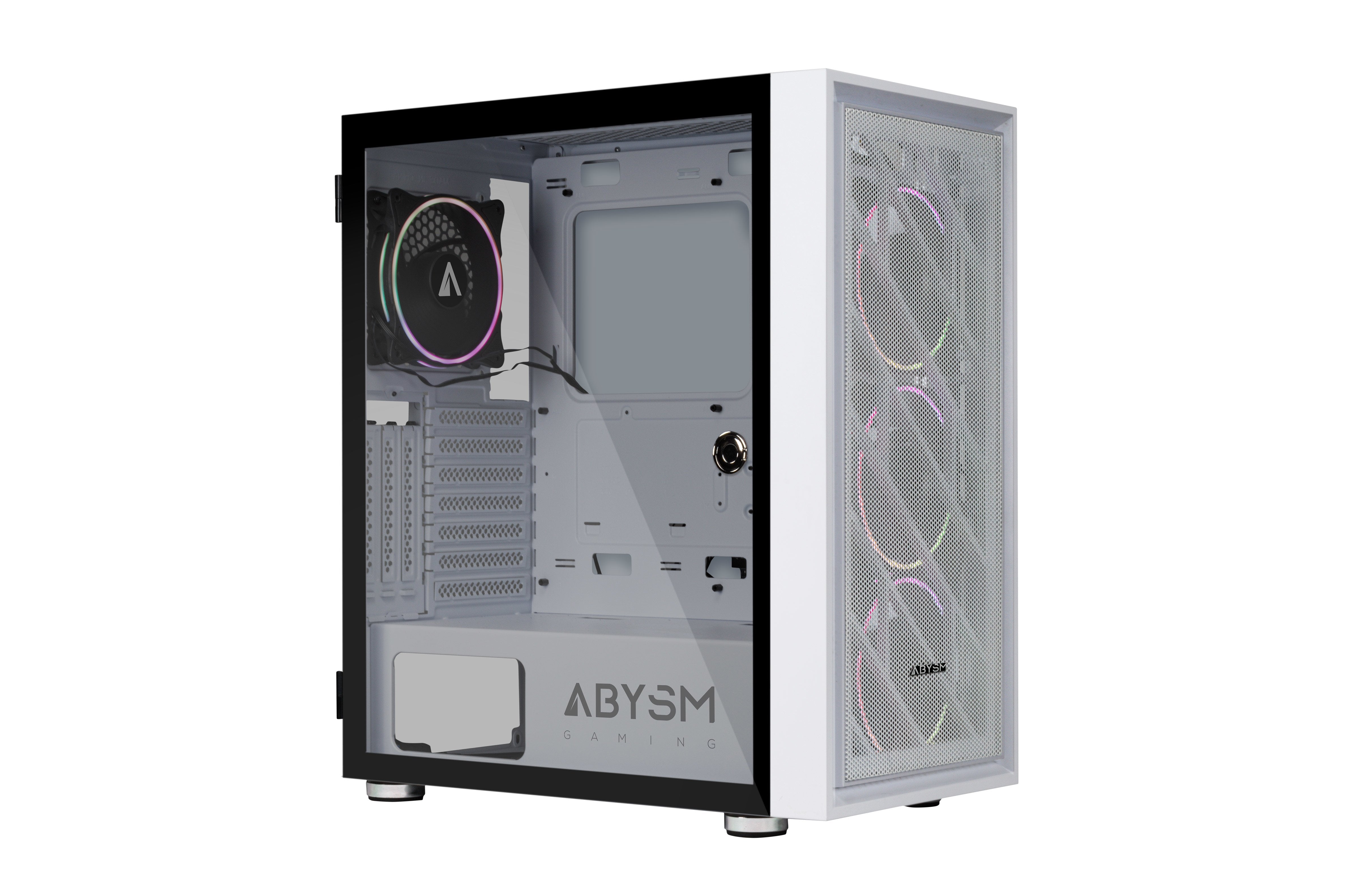 Caja Pc Abysm Atx Case Danube Kamp White Argb-Tempered Glass- 1xusb 3.0+2xusb2.0 - 4 X Fan 12cm Argb -Argb Hub