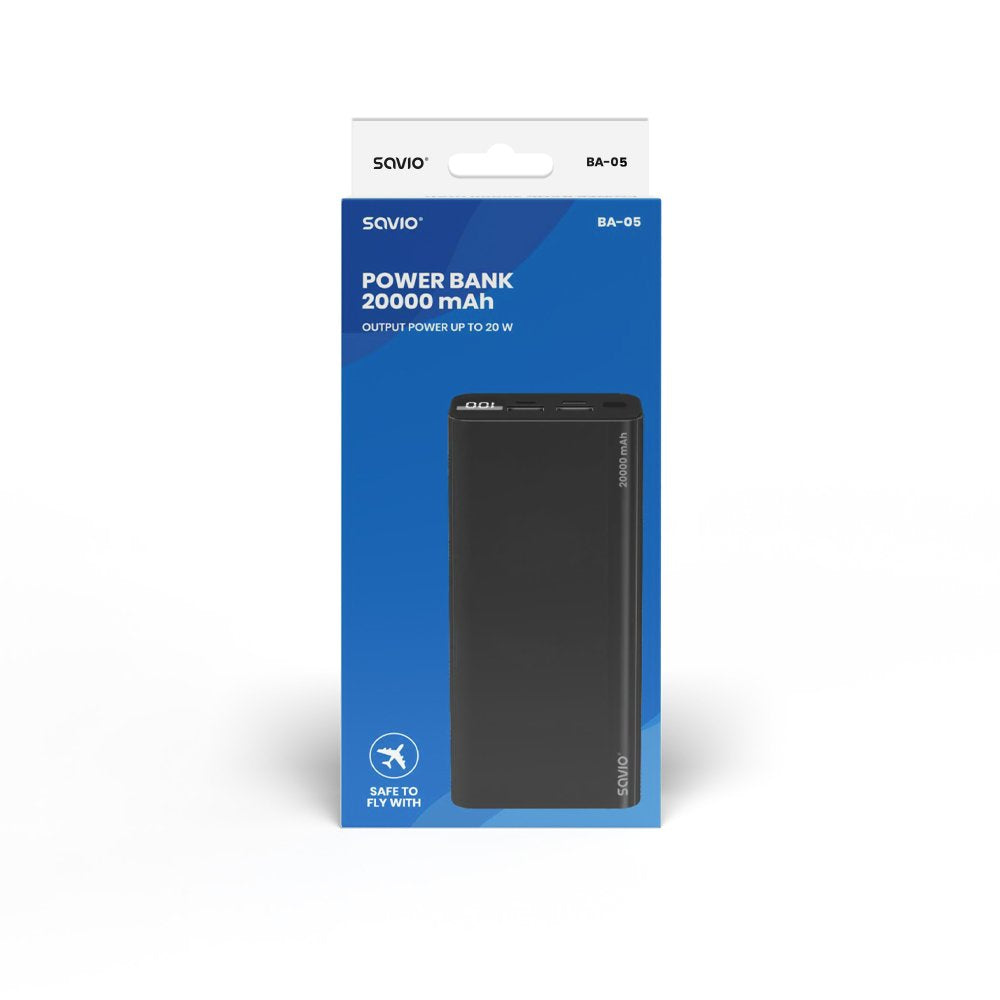 Savio Powerbank 20000 Mah Negro Ba-05
