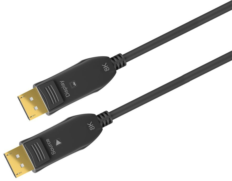 Cable Displayport Macho-Macho De 50m 8k/60hz V.2.0 40 Bbit/S Negro, Aoc Fibra Óptica Híbrido Goobay