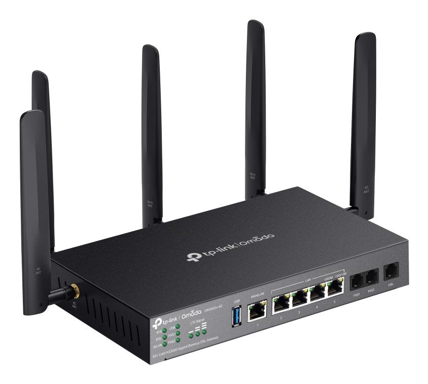 Tp-Link Omada Desktop Dsl Gateway Ax3000 Dr3650v-4g 4g+ Cat6 Gigabit Wan/8xlan