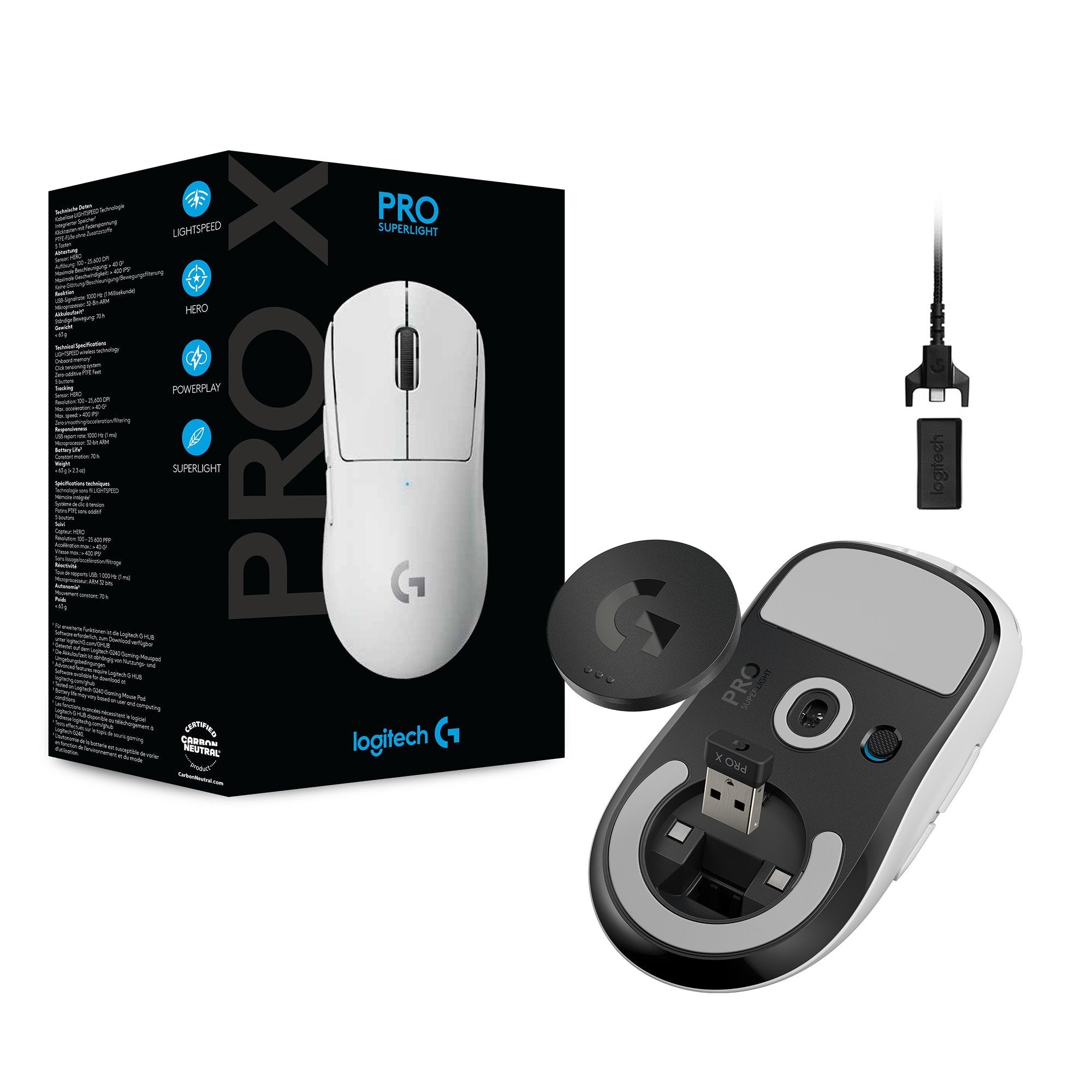 Logitech G Pro X Superlight Ratón Mano Derecha Rf Inalámbrico 25600 Dpi